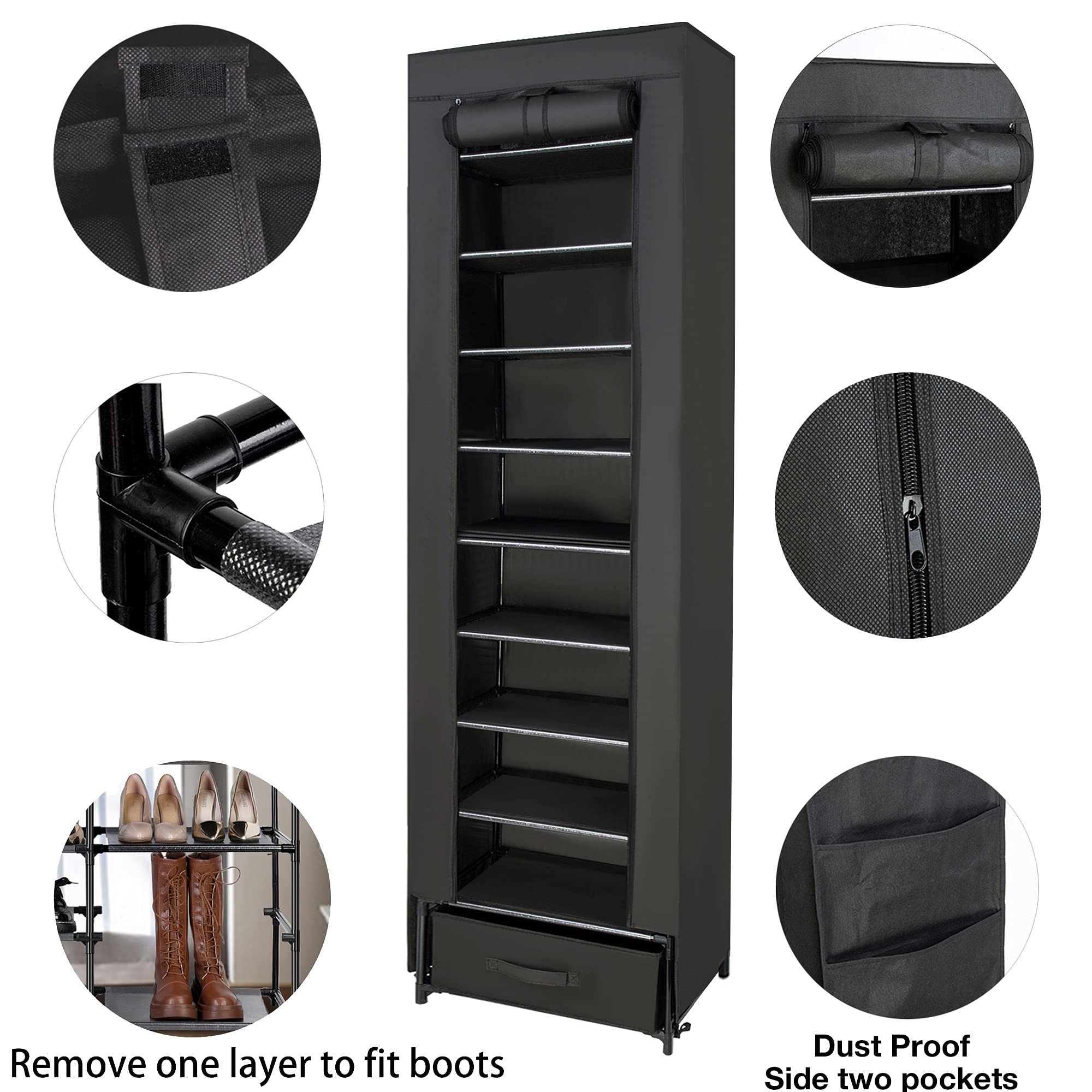 Buy Shoes Rack,10 Tier Tall Shoe Rack Narrow Shoe Rack with Storage