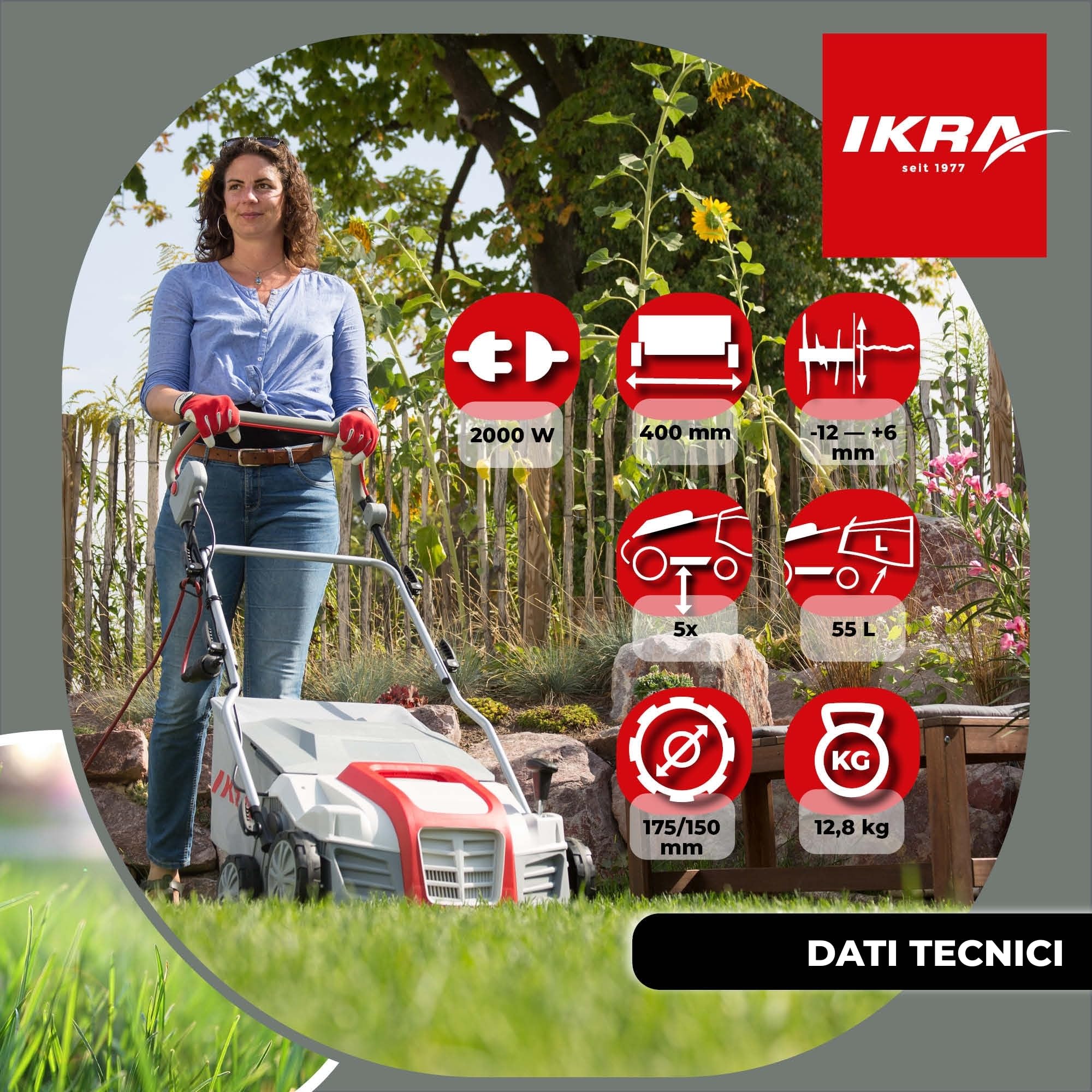 IKRA scarificatore elettrico IEVL 2000 2000W 40 cm 55 l