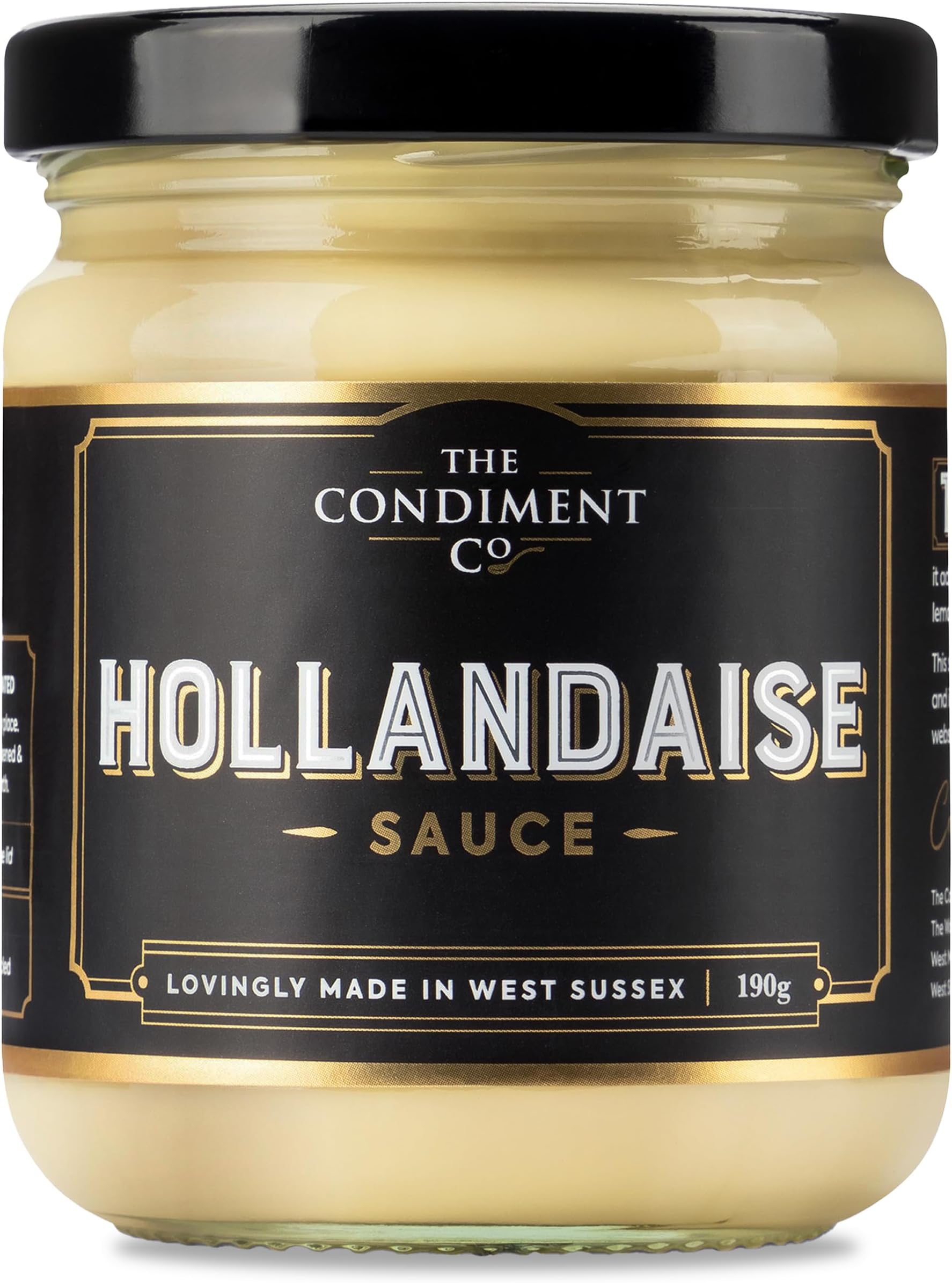 The Condiment Company Hollandaise Sauce - Gluten Free & Buttery with Lemon- Smooth, Creamy, Sauce for Eggs Benedict, Salmon, Asparagus,190 g (Pack of 1)
