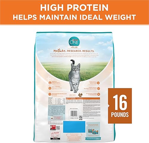 Miniatura 6 de Purina ONE Alto contenido en proteínas, peso saludable y peso ideal con pollo seco para gatos, fórmula de control Wеight - Bolsa de 16 libras