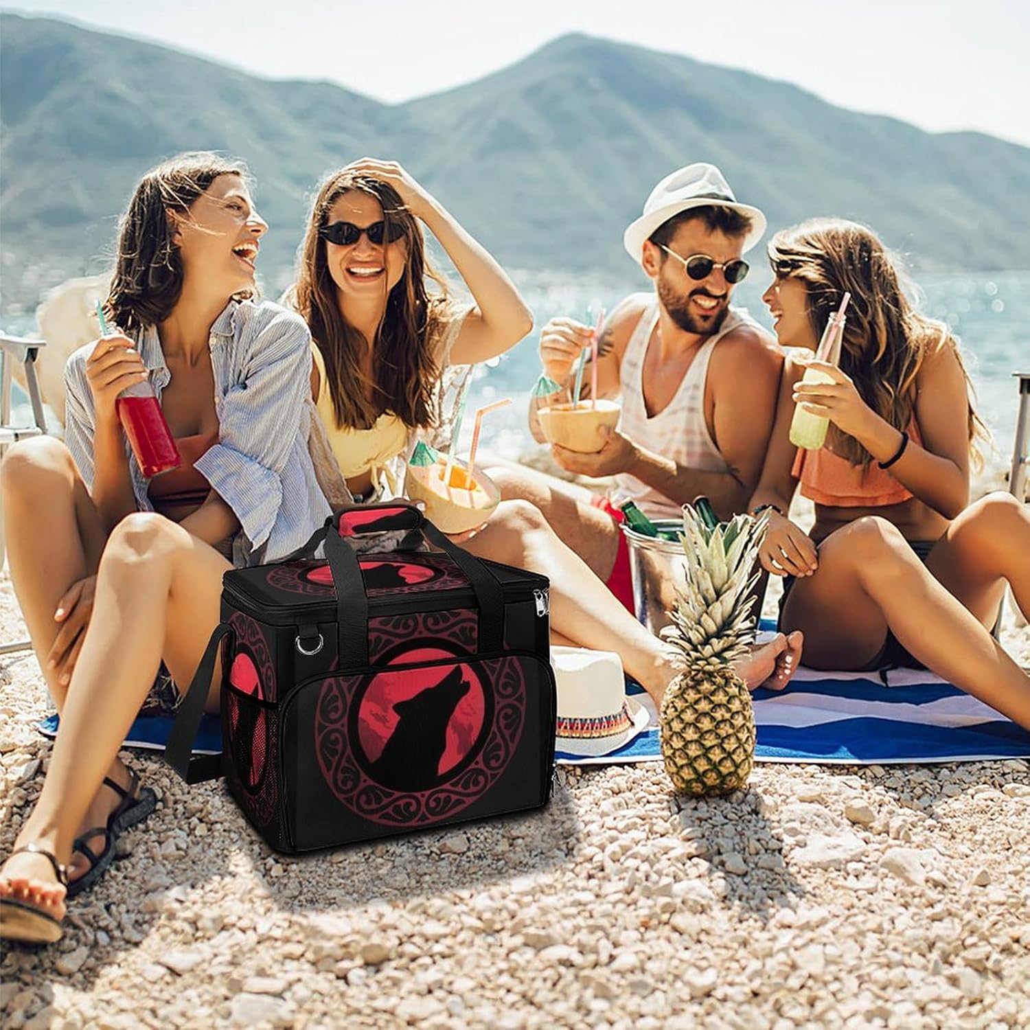 Odin Viking Age Wolf Norse Mythology Runes Cooler Bag, Collapsible Soft Sided Cooler, Large Leakproof Camping Cooler, Portable Travel Cooler for Camping, Road Trips