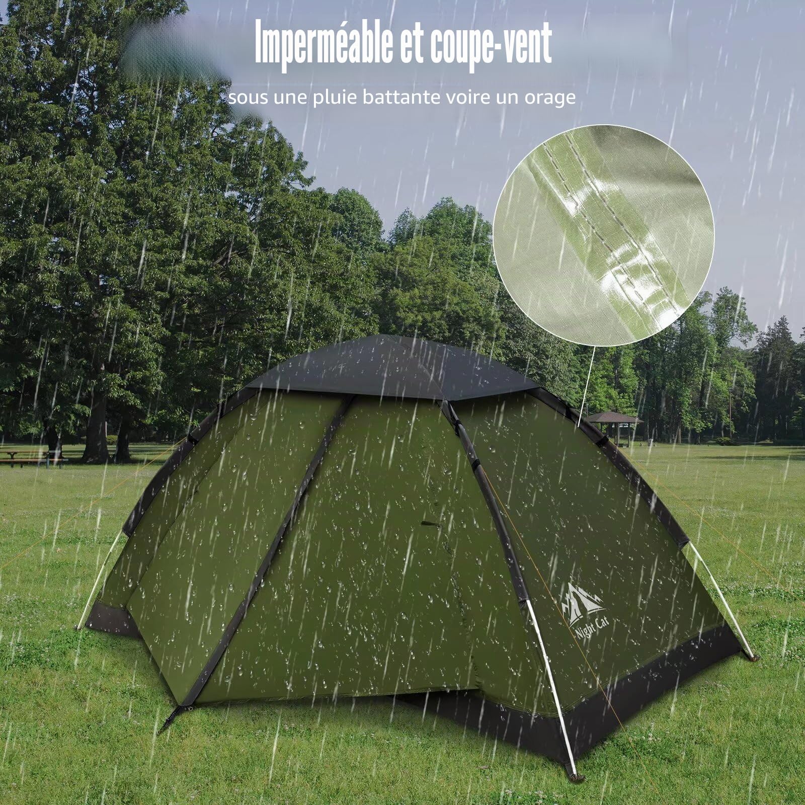 Night Cat Tente de Camping pour 1 2 Personne: Imperméable Tentes de Randonnée Installation Facile Poids Léger pour la Randonnée
