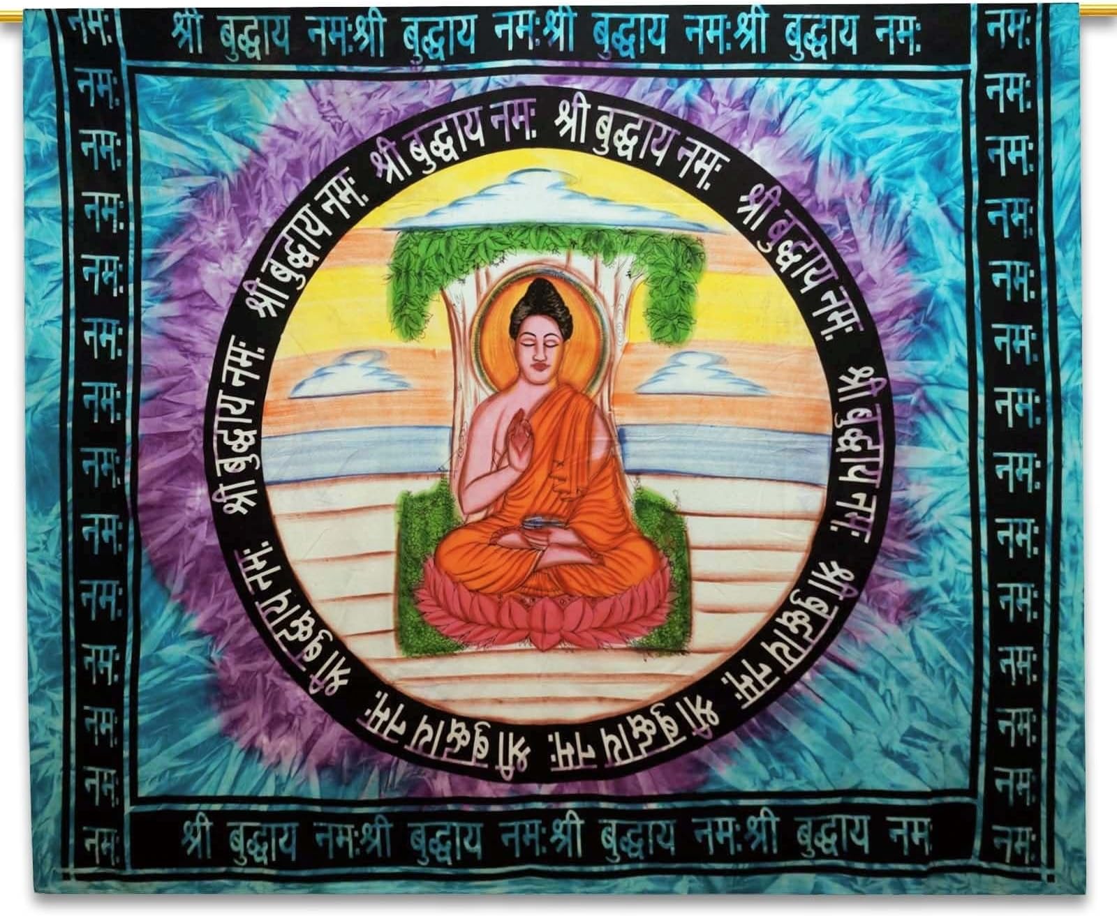 Meditation Buddha Tapestry Large Table Runner Wall Art Blue Bedspread Art, Home Decor Wall Hanging, Table Cloth Home Décor Bed Spread, Cotton Bohemian Tapestry, Hippie Tapestry