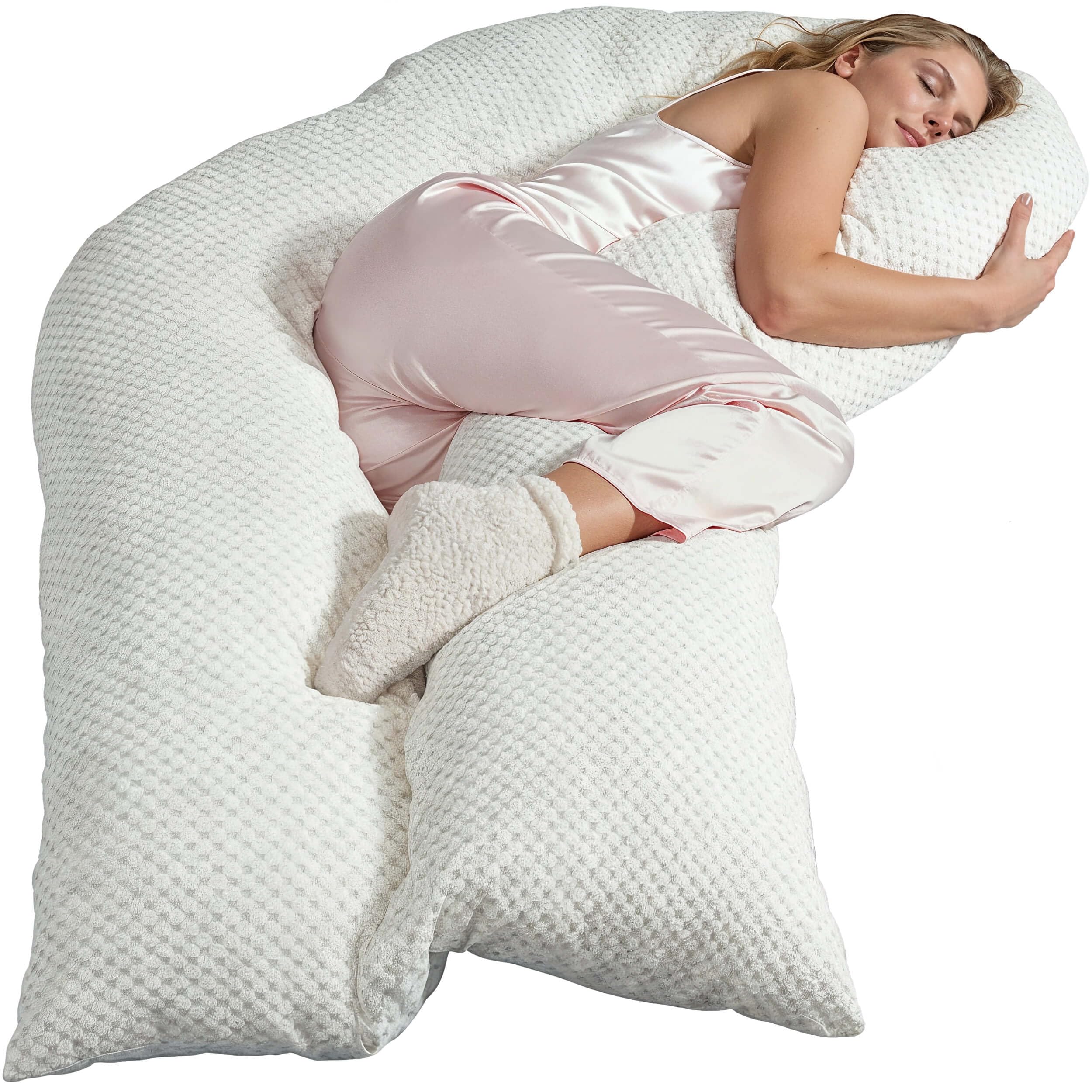 Traumreiter Seitenschläferkissen Jumbo XXL langes und extra hohes orthopädisches KomfortKissen, Schwangerschaftskissen zum Schlafen, Stillkissen Kissen, SchlafKissen, Body Pillow mit Bezug Perl Weiß