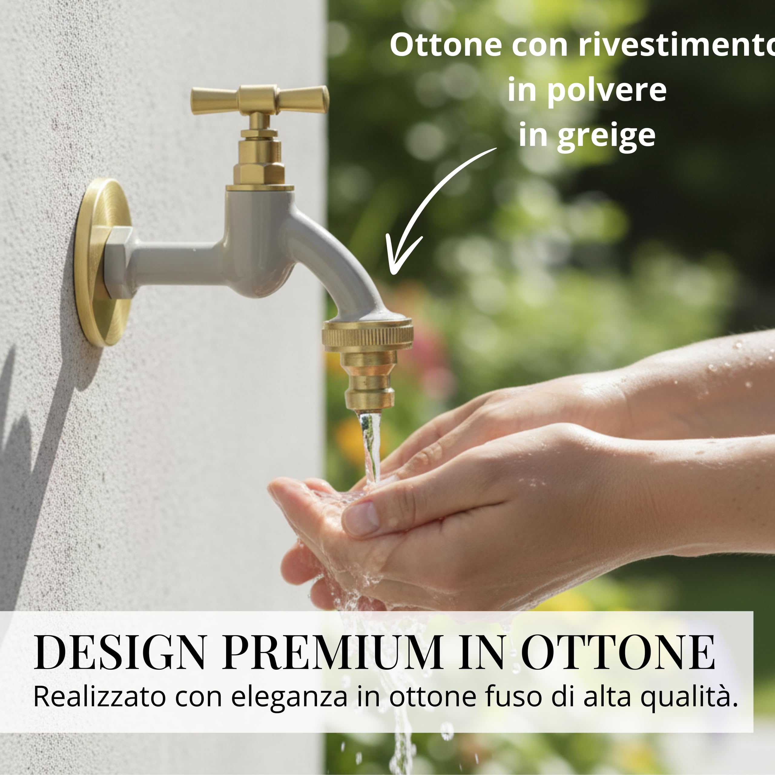 LIVLIG - Rubinetto da giardino Greige, rubinetto per esterni in ottone
