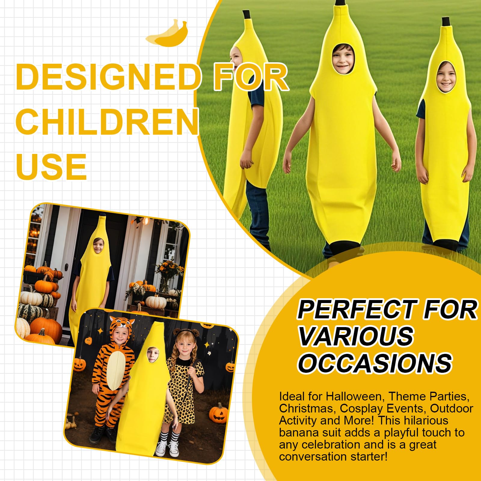 HENBRANDT Children’s Banana Costume For Kids Fancy Dress Outfit Fruit