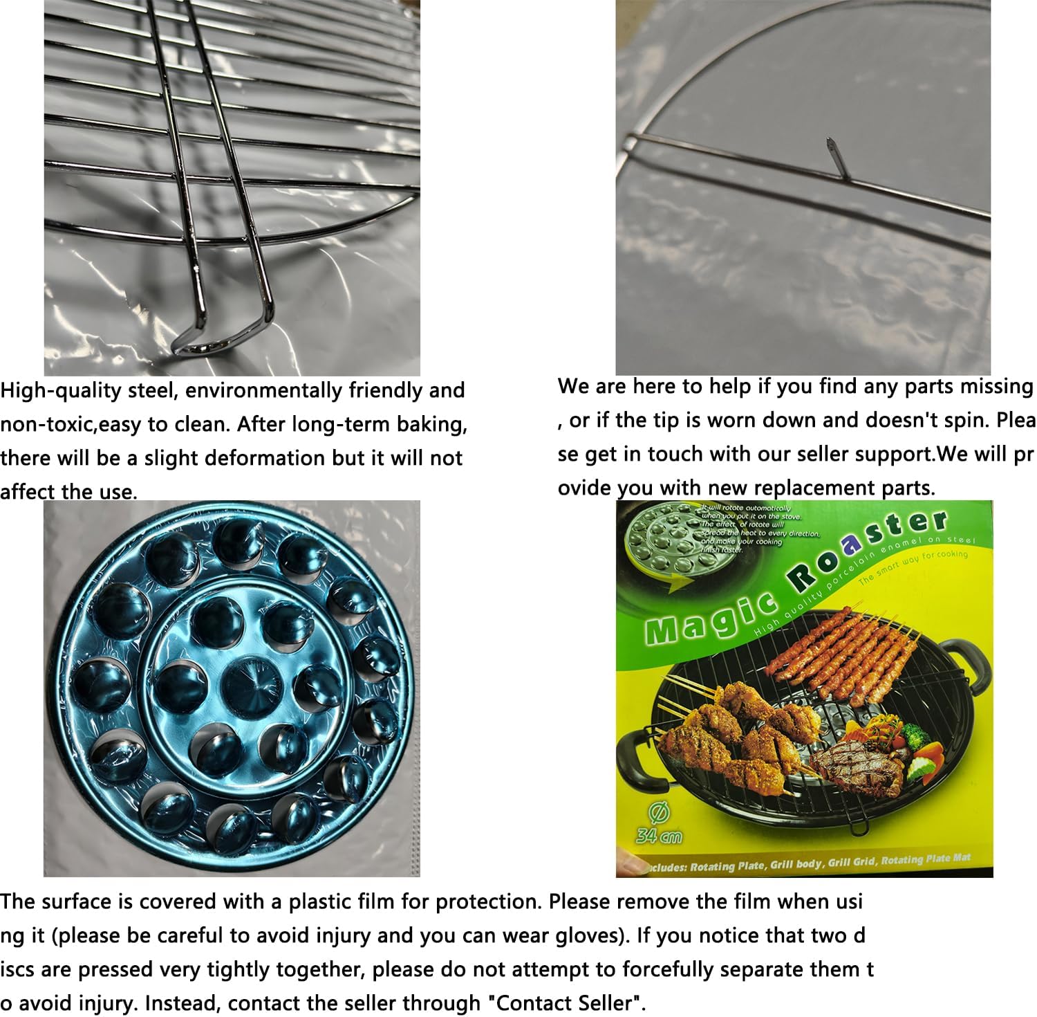 Asador para estufa mexicano con disco Giratorio - mexican stove with grill spinning metal disc - Stainless Steel Enamel Inoxidable - Stovetop Grill(2 discs)
