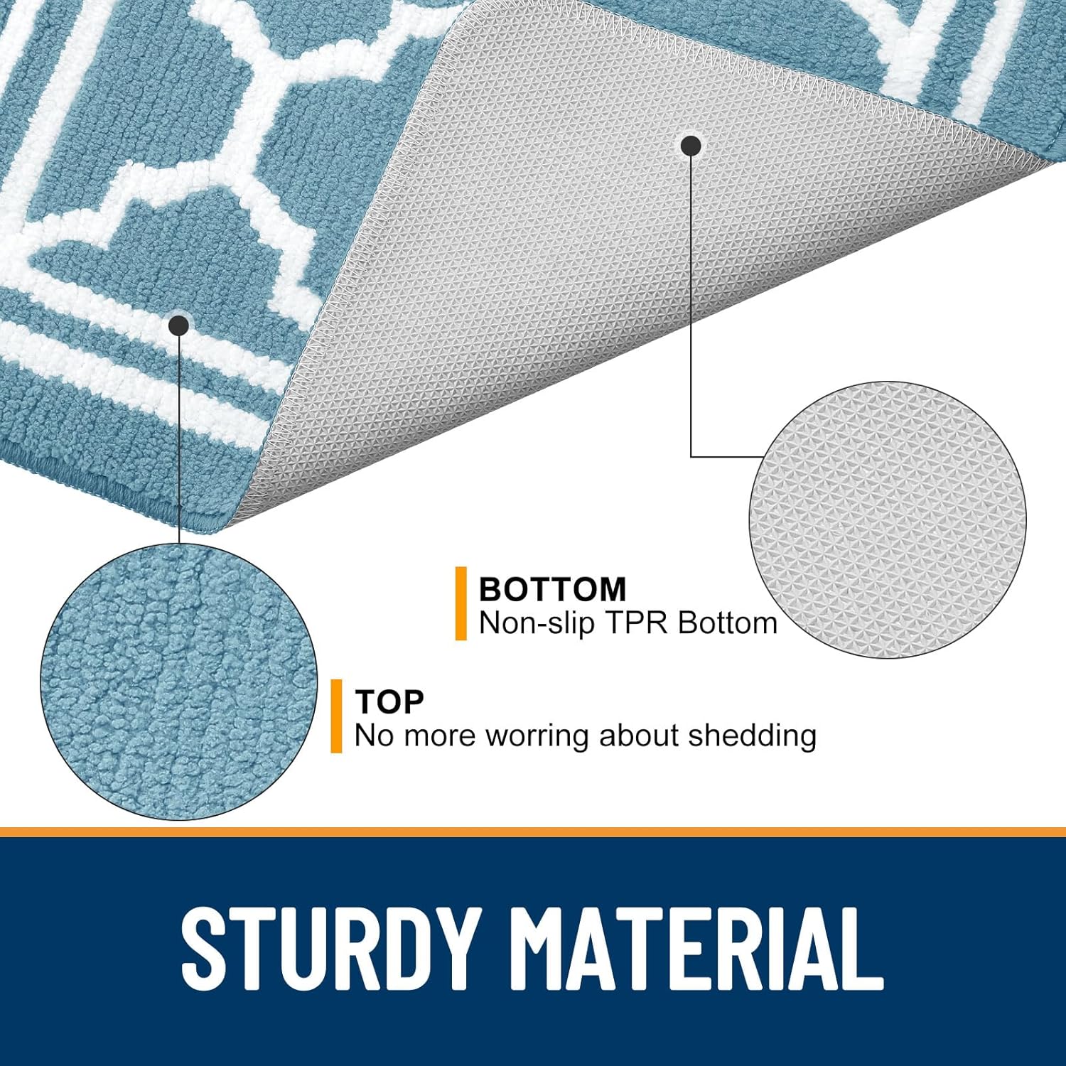 Buganda Indoor Door Mat, Dirt-Resistant and Absorbent Doormat, Anti-Slip, Low Profile Floor Mats for Inside Entryway, Front, and Back Door Entrance (32x20 Inches, Lake Blue) - Image 4