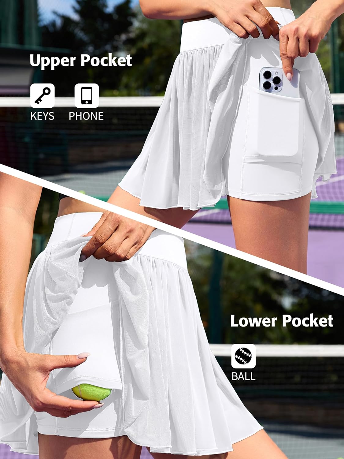 ATTRACO Tennis Skirts for Women with Shorts and Pockets Scalloped Athletic Golf Skorts - Image 5