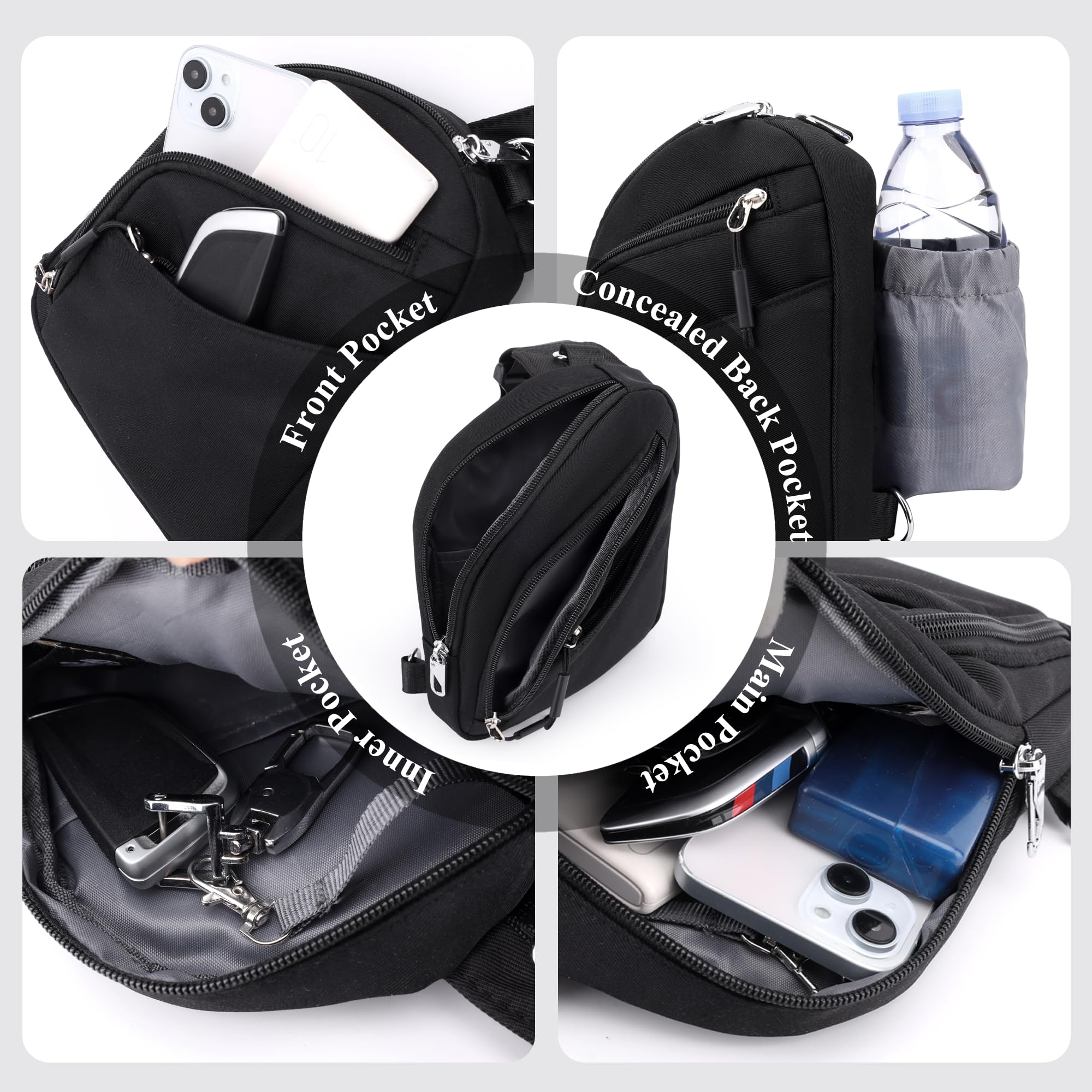 BIRDDIE Borsa a tracolla per donne e uomini, antifurto, RFID, in tessuto Oxford idrorepellente, multitasche, tracolla regolabile, per viaggi, pendolari e uso quotidiano