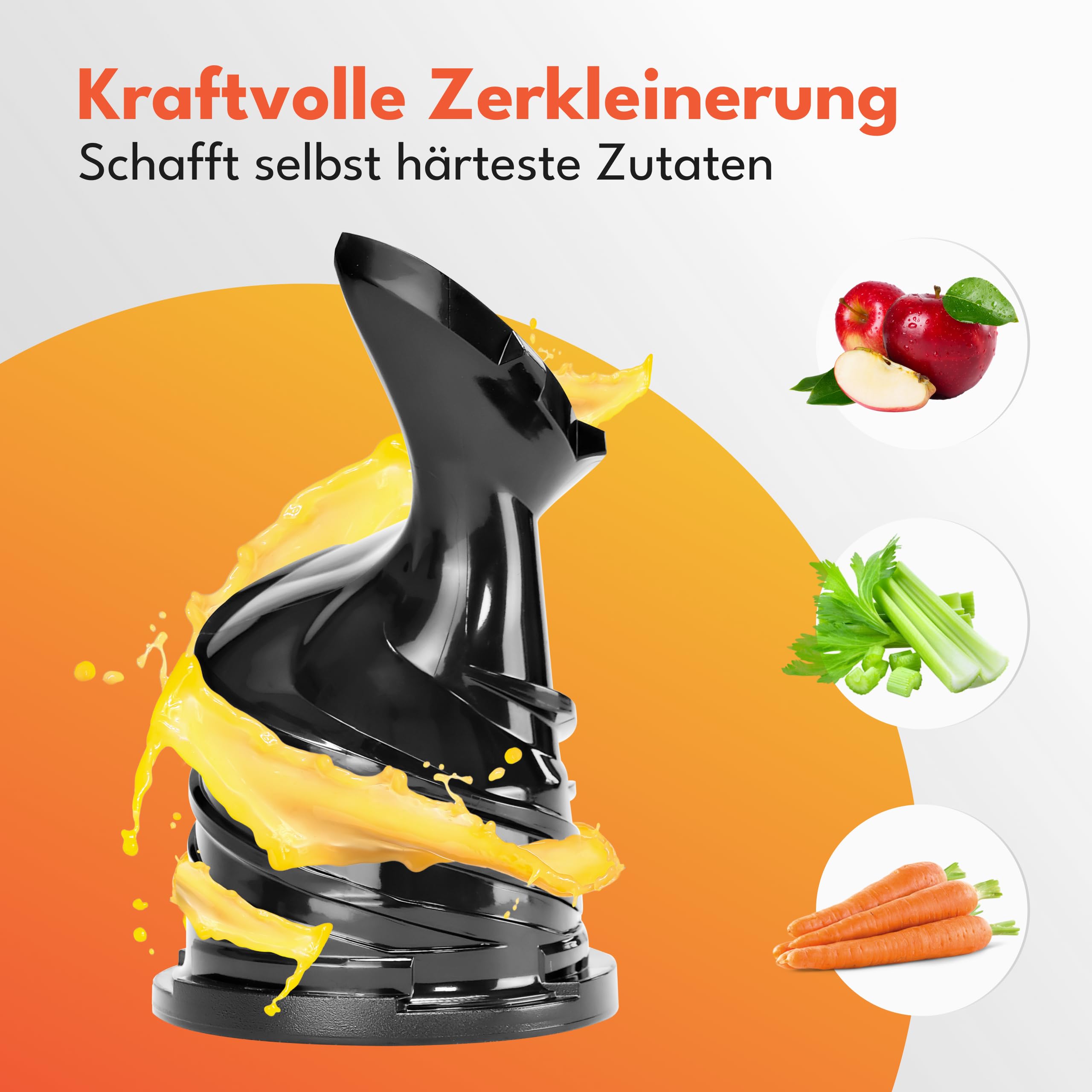 LEBENLANG Entsafter Slow Juicer 130mm Öffnung BPA-Frei Saftpresse elektrisch Masticating