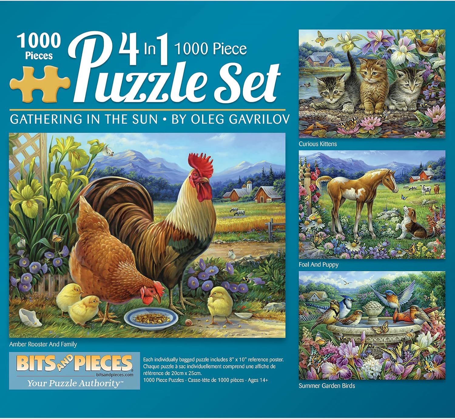 Bits and Pieces Multipack of Four (4) 4in1 1000 Piece Jigsaw Puzzles for Adults