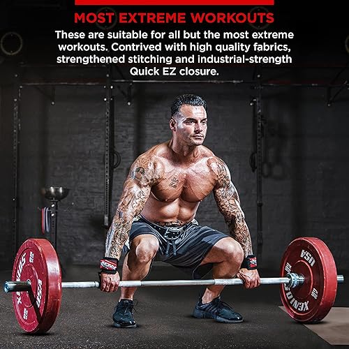 Miniatura 3 de RDX Par de correas de levantamiento de pesas, agarre recubierto de goma antideslizante, 0.27 pulgadas de neopreno acolchado para muñeca, soporte de