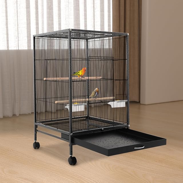 Foto 3 de 8 de Birdcage - Jaula de metal para pájaros, jaula para loros, se puede abrir hacia arriba, jaula con ruedas…
