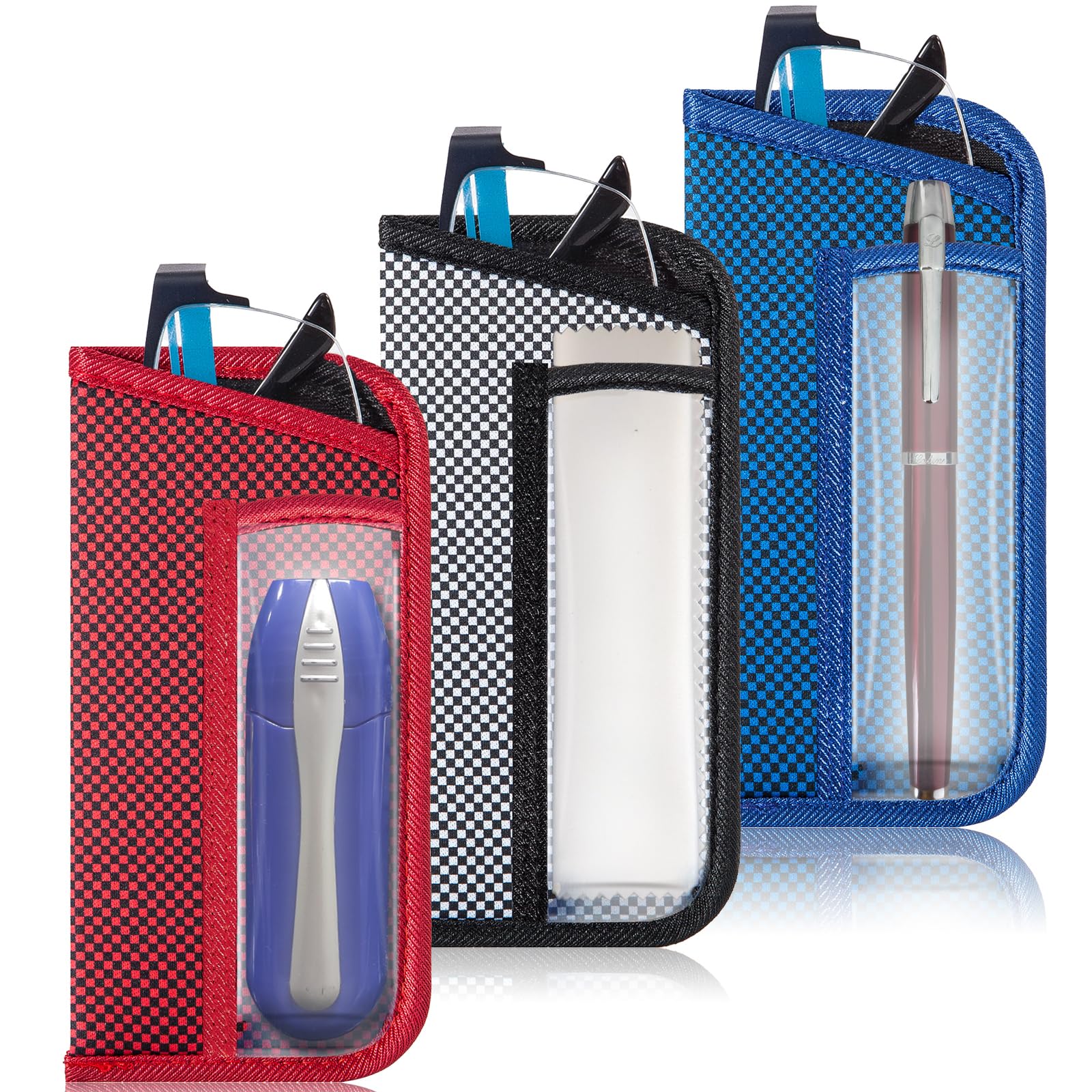 TRIUMPH VISION Reading Glasses Pouch Eyeglass Sleeve Soft Case Slim 3 Pack