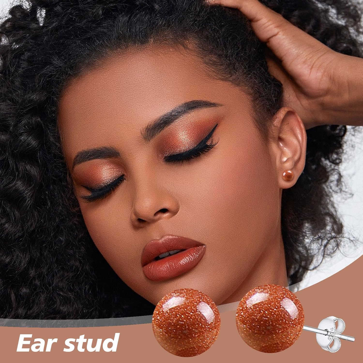 Tiger Eye Post Stud Earrings for Women 8mm Brown Ball Earrings Sterling Silver Hypoallergenic Tiger Eye Earrings Handmade Gemstone Earrings Tiger Eye Jewelry for Girls - Image 2