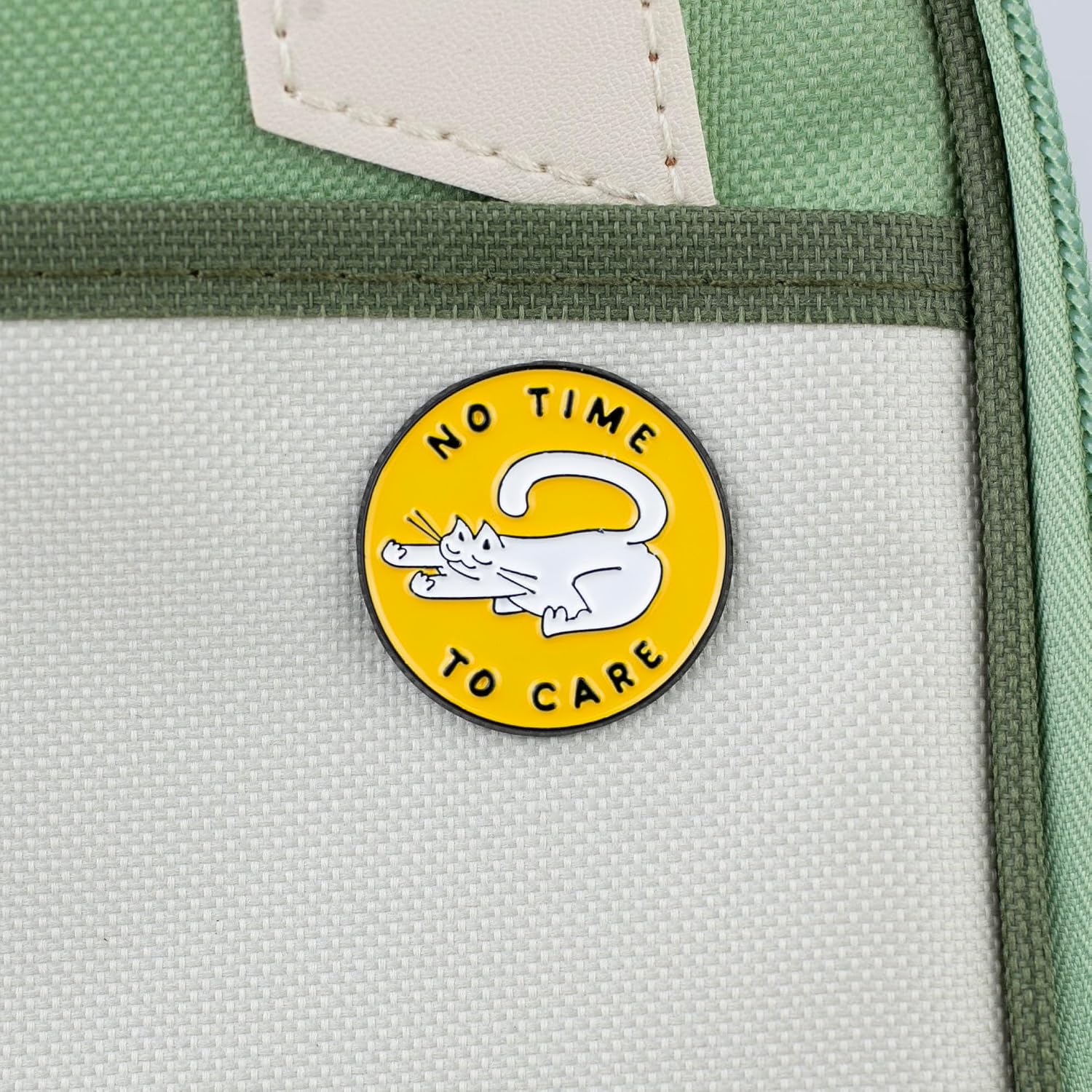 No Time To Care Cute Unbothered Cat Mom Enamel Pin, Sarcastic Introvert Humor Pin Brooch For Sassy Friend Coworker, Funny Lazy Cat Meme Brooch Badge For Antisocial Drama Free, Sarcastic Attitude Lapel Badges, Chill Mood Jewelry Accessory image 3