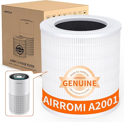 Miniatura 10 de AIRROMI Reemplazo del purificador de aire HEPA A2001: filtro original 3 en 1, elimina el 99.97% de las partículas de 0.3 micrones, filtro de carbón