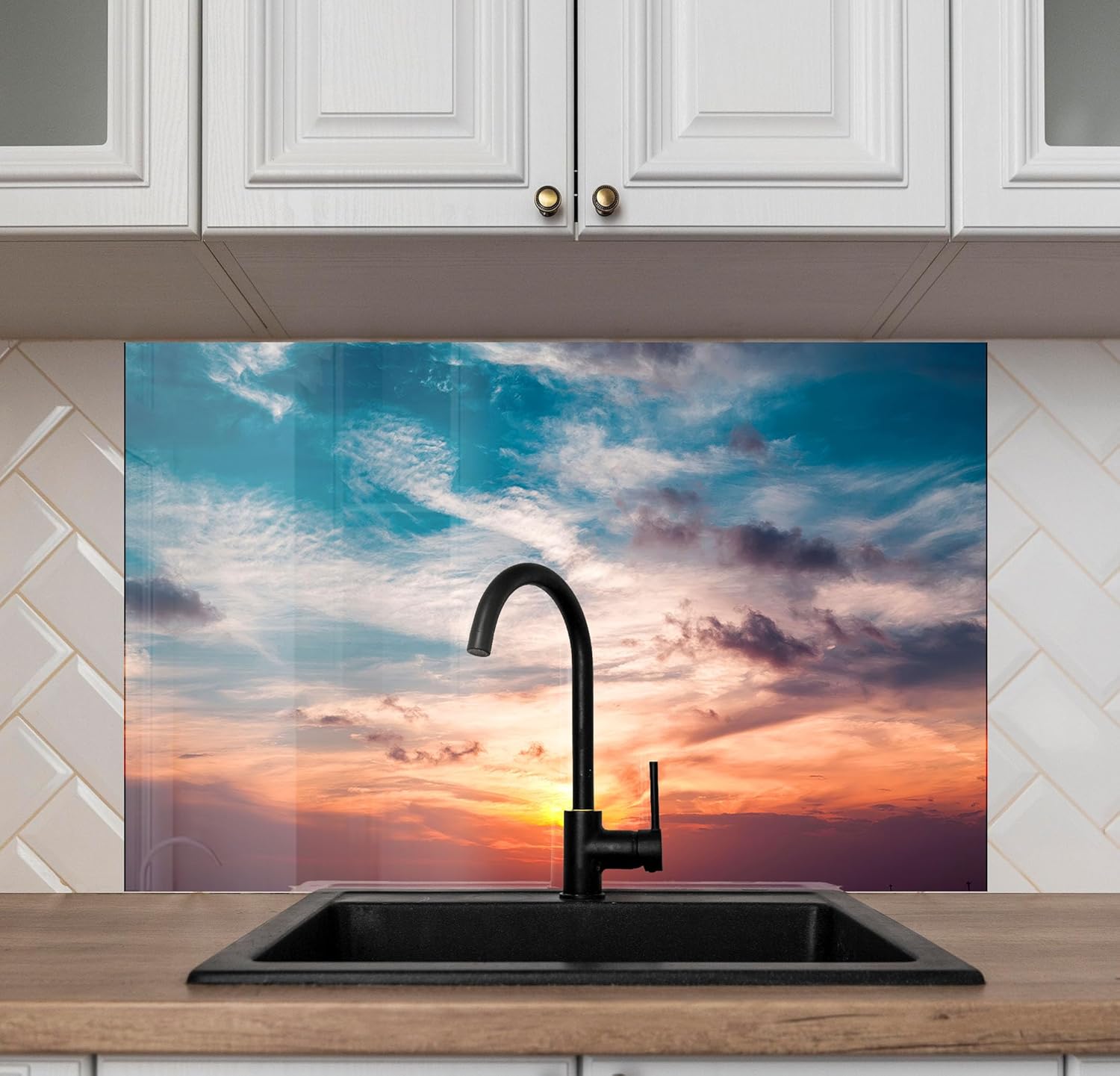 Myphotostation.com 30Wx20H'' Tempered Glass Stove Backsplash Kitchen Tile Decor Stove Back Cover Glass Splashback Tile for Stove Top Cover Toughened Glass Cooker Protector 25