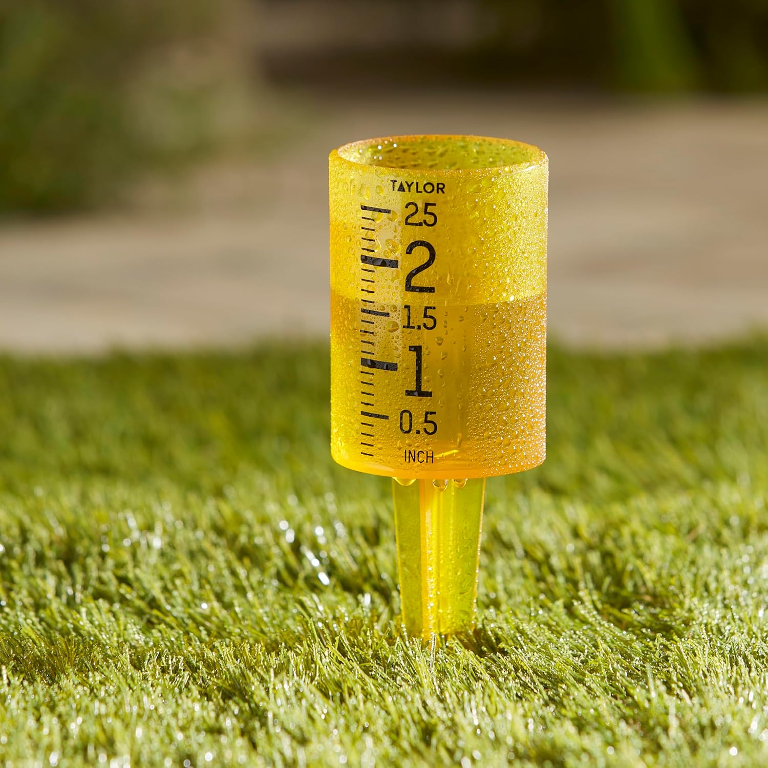 Taylor Jumbo JR Rain Gauge, Measure and Monitor Precipitation, Easy to Read for Backyard, Patio, Garden, and Lawn, 5-inch, Yellow