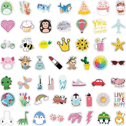Miniatura 6 de Bonitzdm 210 calcomanías para botellas de agua, lindo vinilo impermeable Vsco portátil monopatín, calcomanías estéticas para computadora, teléfono,