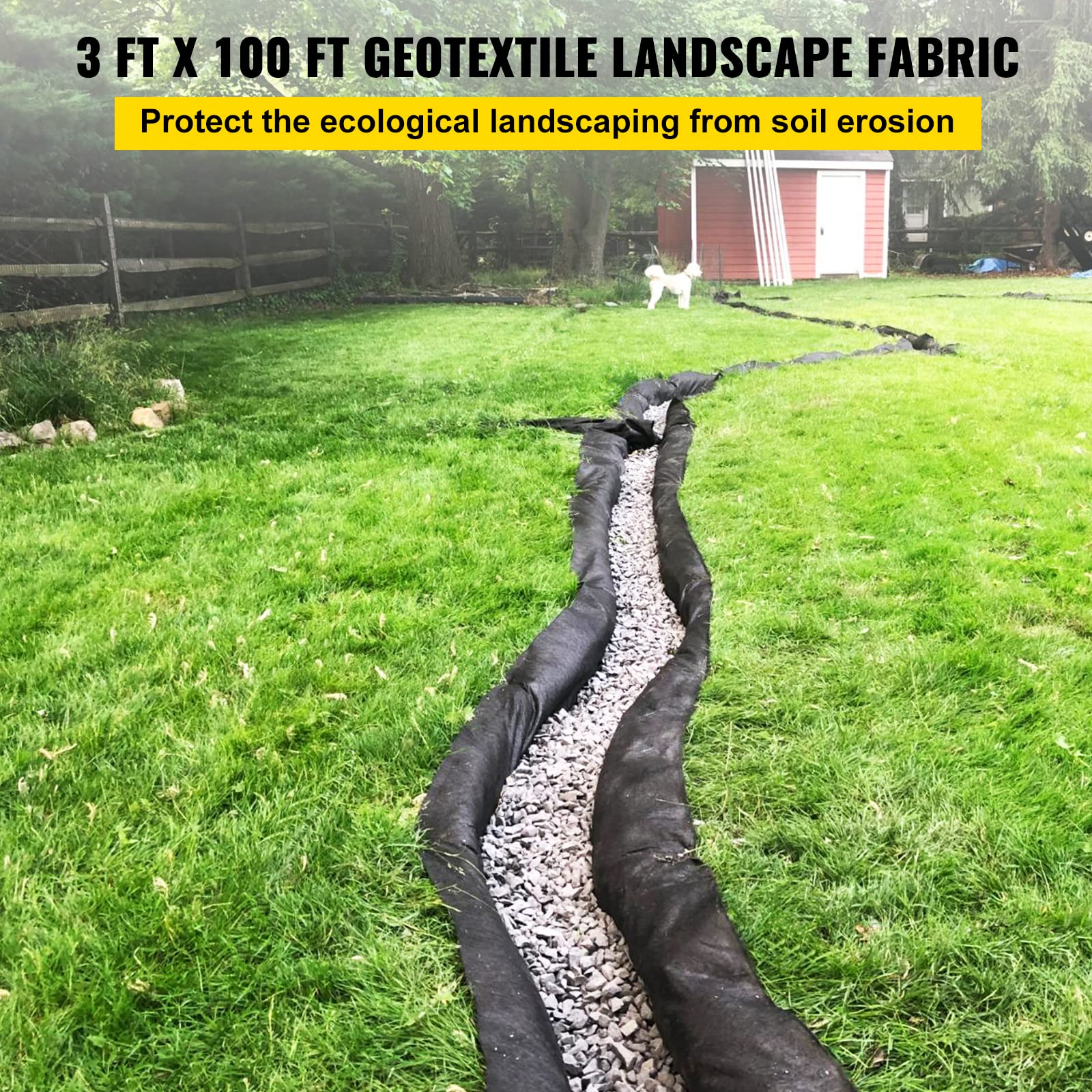 VEVOR Toile de Paillage 4x18,3 m Geotextile Anti-mauvaises Herbes 72,5 m²  Resistance Traction 272 kg Permeable a Eau Bache Textile Sous-couche pour  St