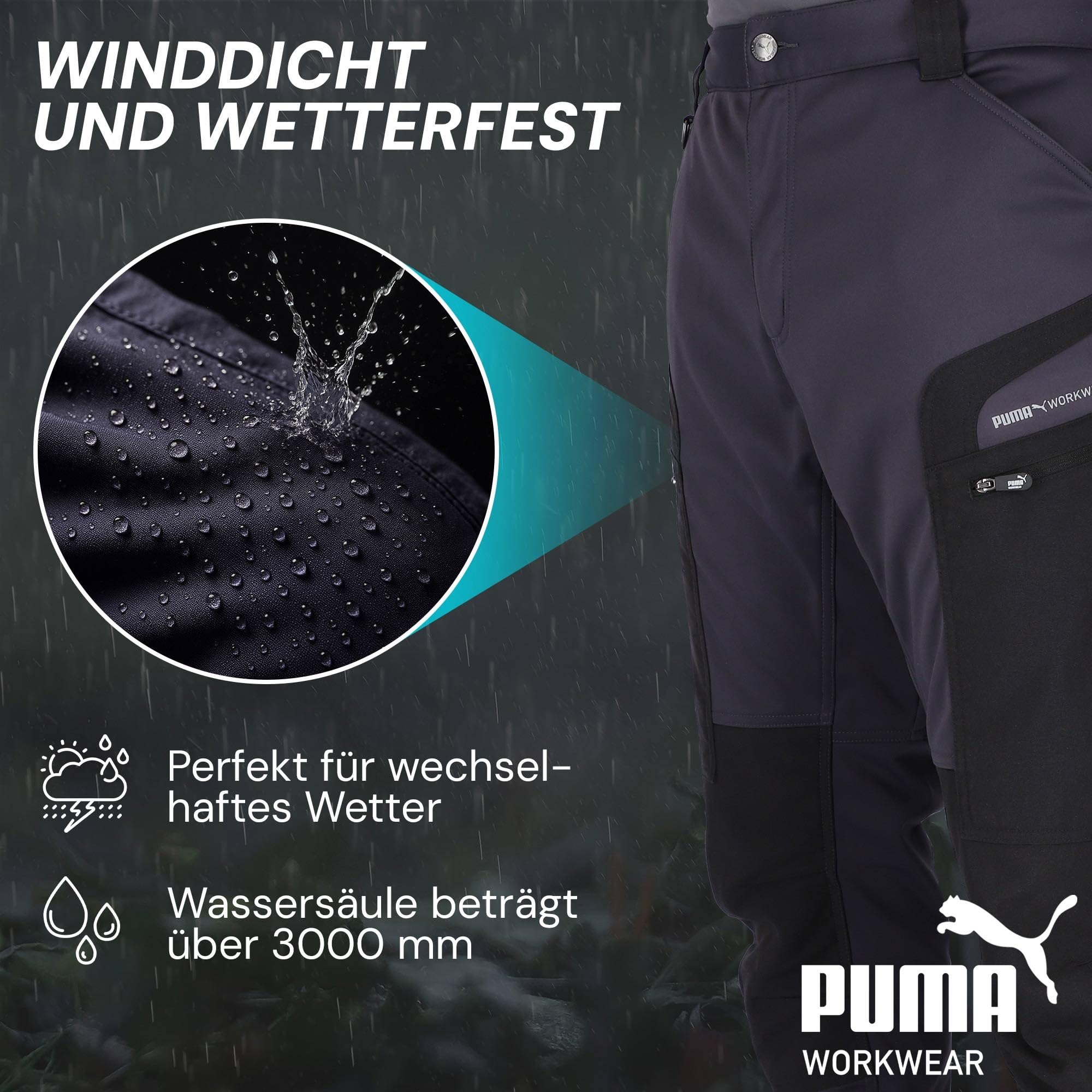 PUMA Workwear ProOne Alpine gefütterte Hosen Herren - Outdoor Hosen für Herren - Winddicht & Wasserabweisende Softshellhose - Elastische Arbeitshose Wanderhose Herren Winter