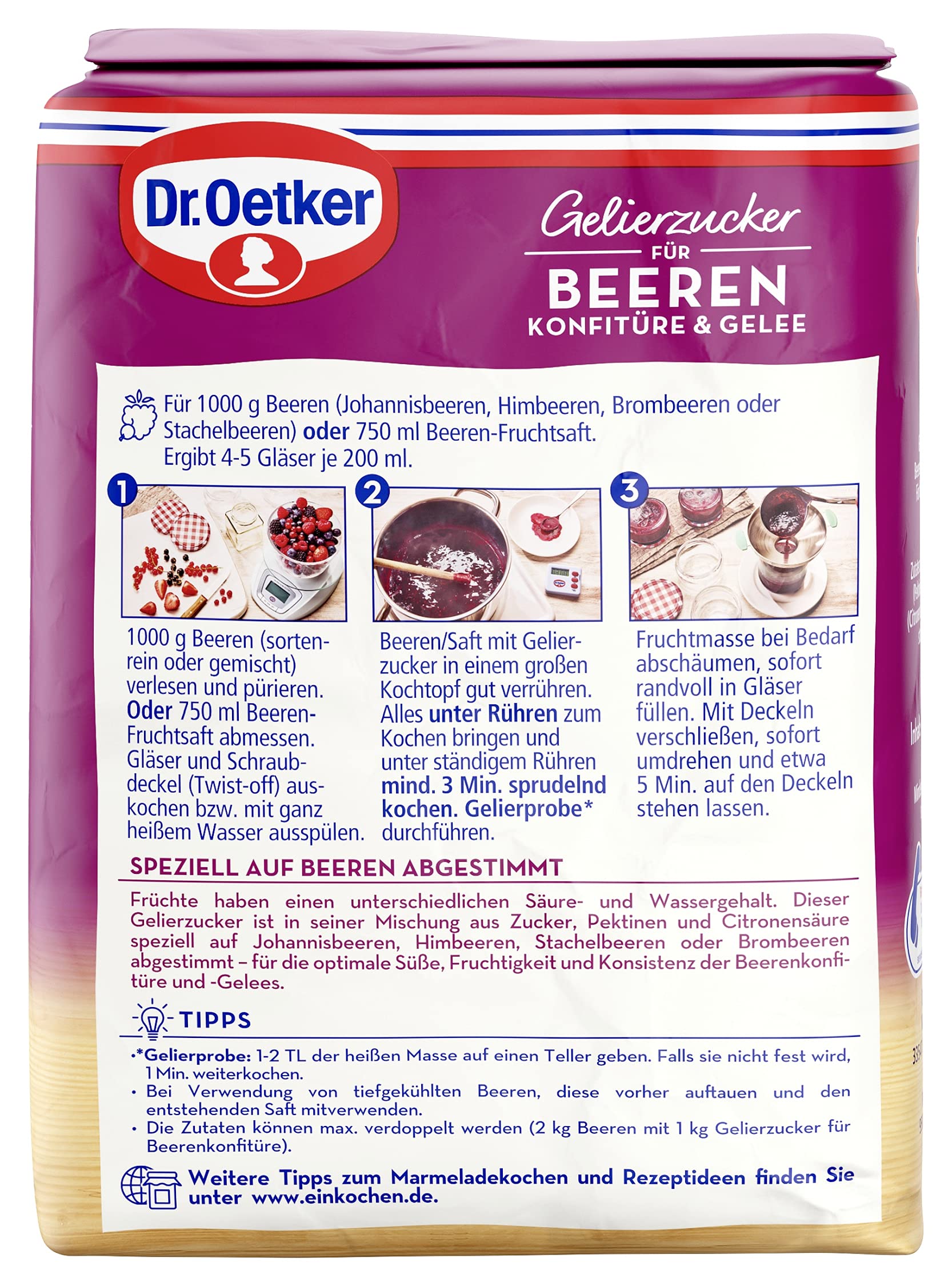 Dr. Oetker Gelierzucker für Beeren Konfitüre, 500 g