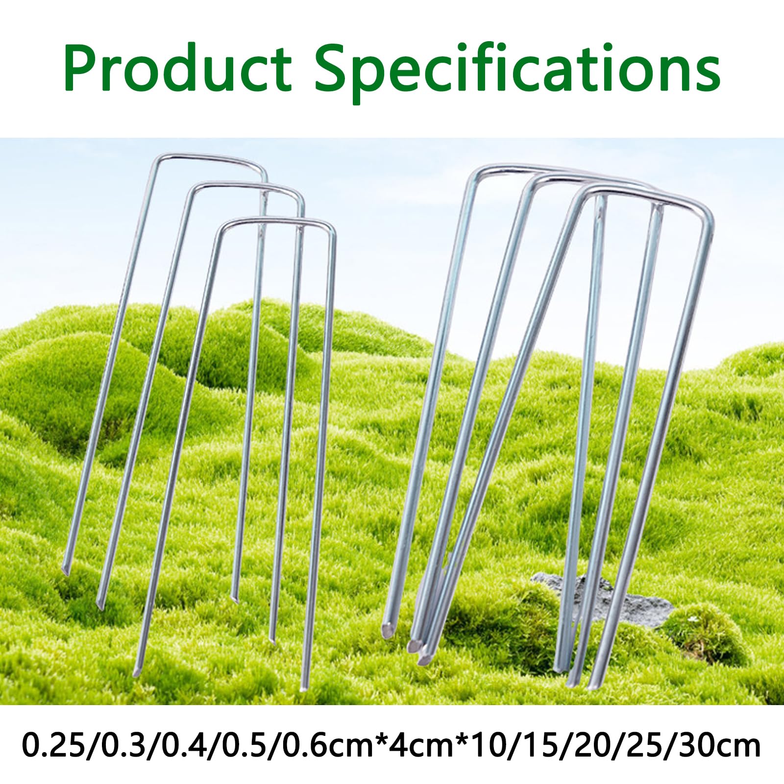 Clavijas de jardín de Alta Resistencia, Grapas de Paisaje de Acero galvanizado en Forma de U para Membrana de Control de malezas, Tela de Suelo de césped Artificial, Paquete d 100 Piezas 200x40mmØ3mm