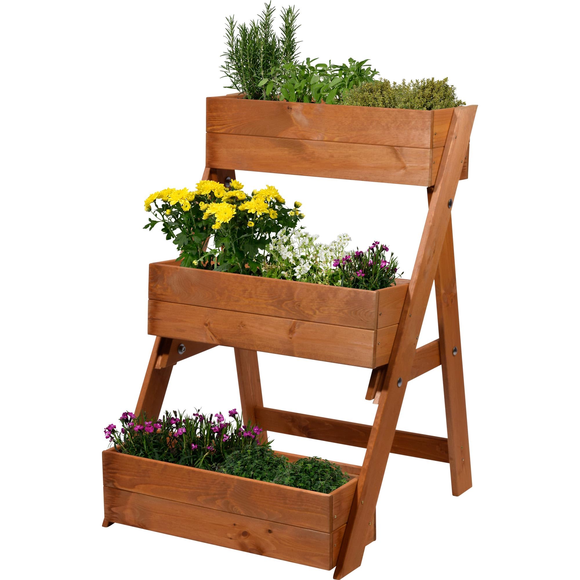 dobar Dreistufige Pflanztreppe Outdoor aus Massiv-Holz – Produktbeschreibung