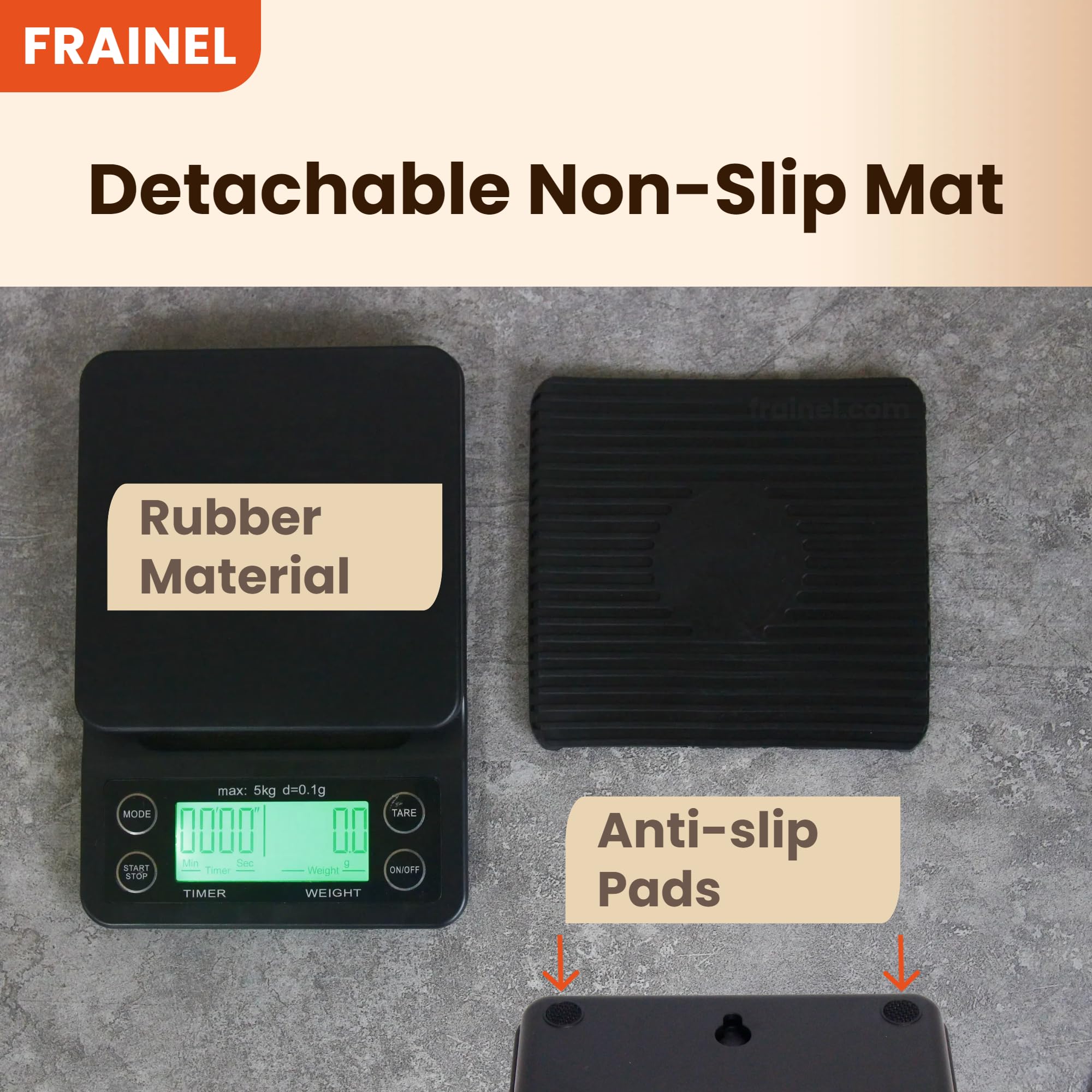 Pèse-personne numérique pour café expresso et pâtisserie avec minuterie intégrée (accumulation et compte à rebours), interrupteur d'unité, poids max 5 kg
