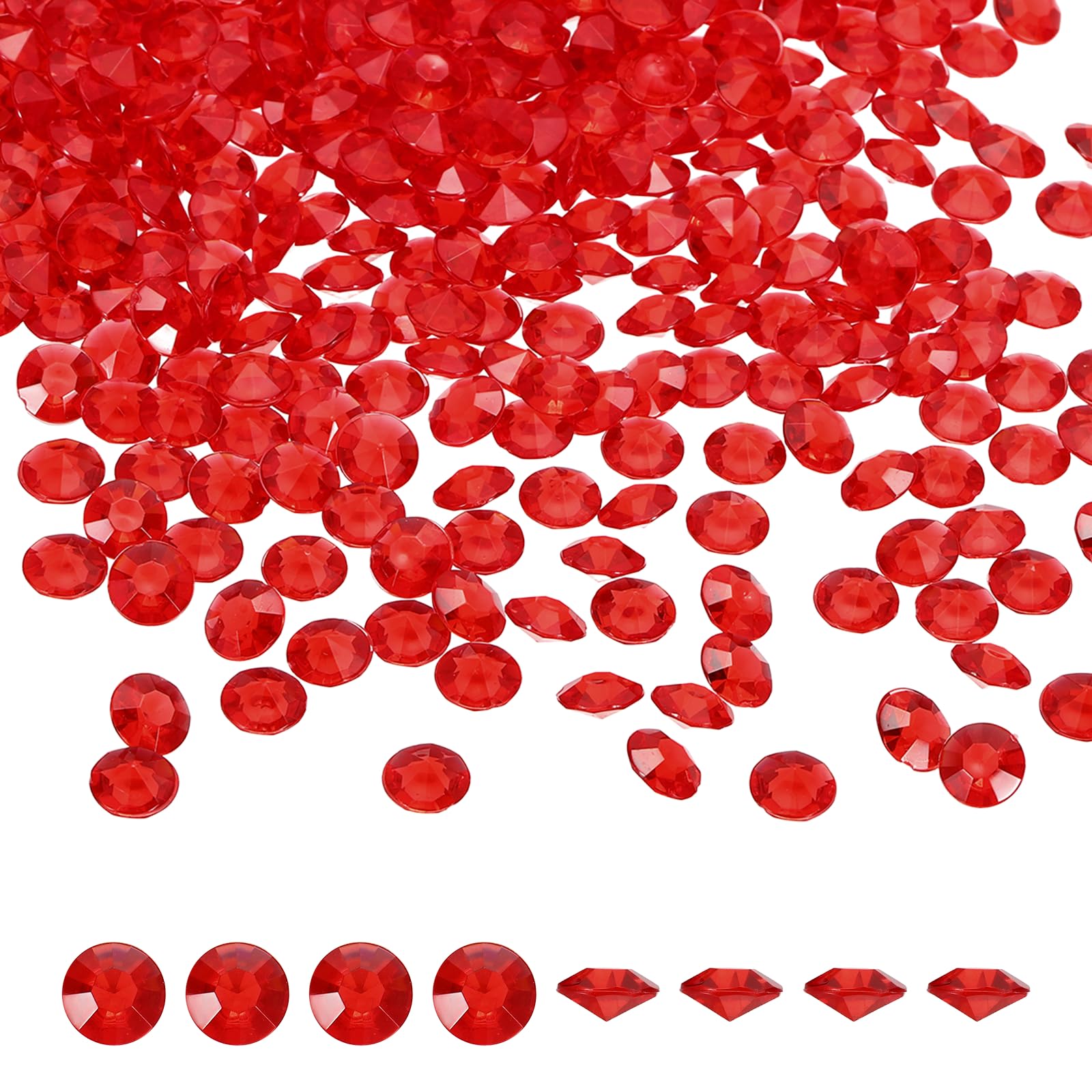 sourcing map 1000 Pcs Wedding Table Scatter Confetti Fake Crystals, Acrylic Diamonds Rhinestones Vase Fillers Gems for Crafts, Table Centerpiece Decor, Bridal Shower Party (Bright Red, 8mm)
