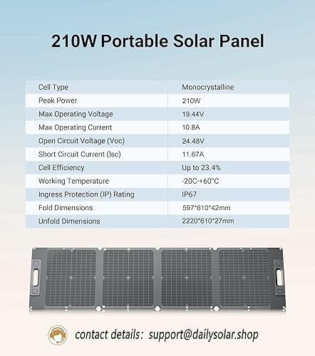 Miniatura 6 de Panel solar portátil ultraligero de 210 W, 100% compatible con estaciones de energía, nuevo material de fibra de carbono, módulo fotovoltaico
