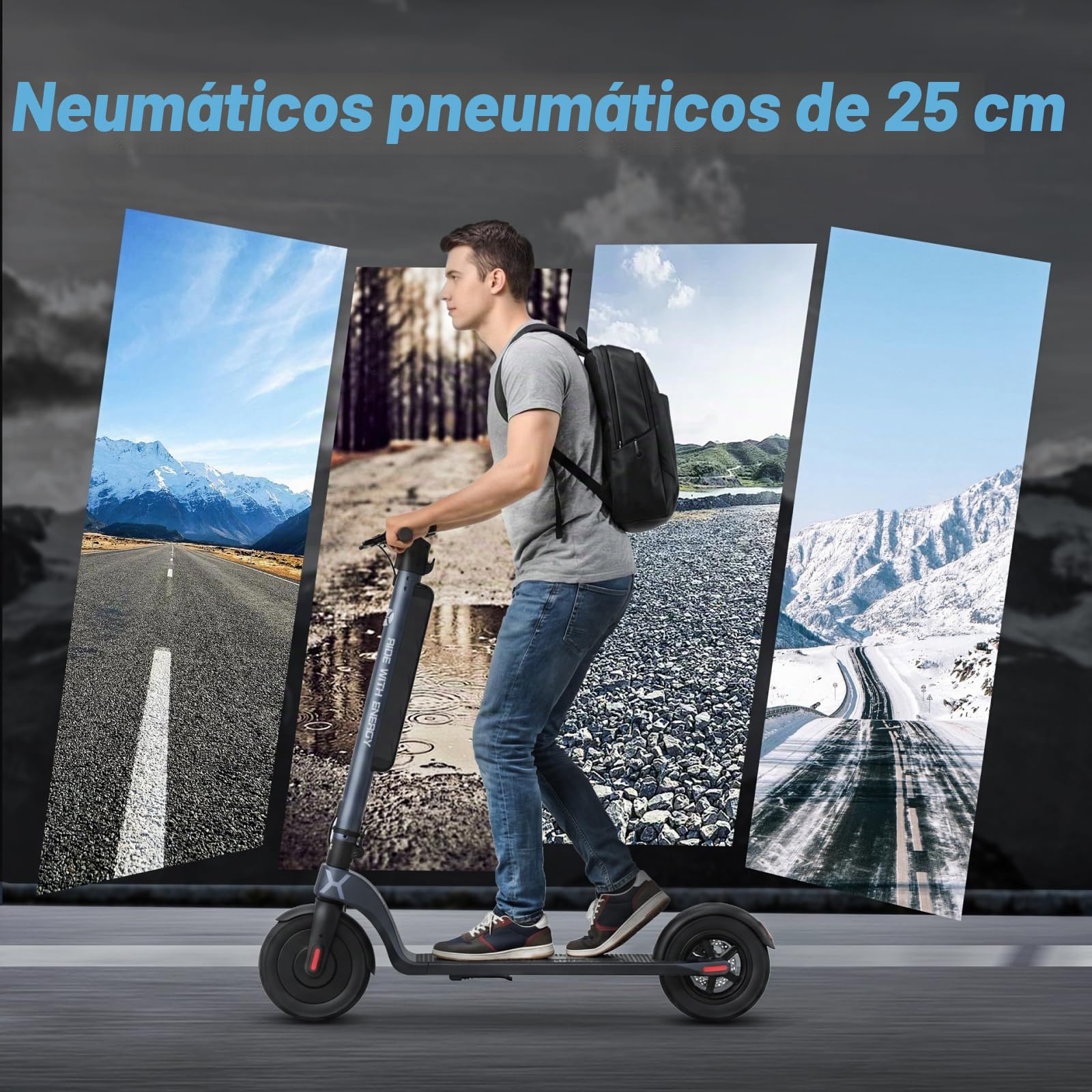 HX X6 Patinete Eléctrico Adultos 4 Pliegues para Mochila,El Portátil de los trotinete electrica Urbanos, Motor 350W & Batería Extraíble, Autonomía 20-40km,Pantalla Digital, aplicación