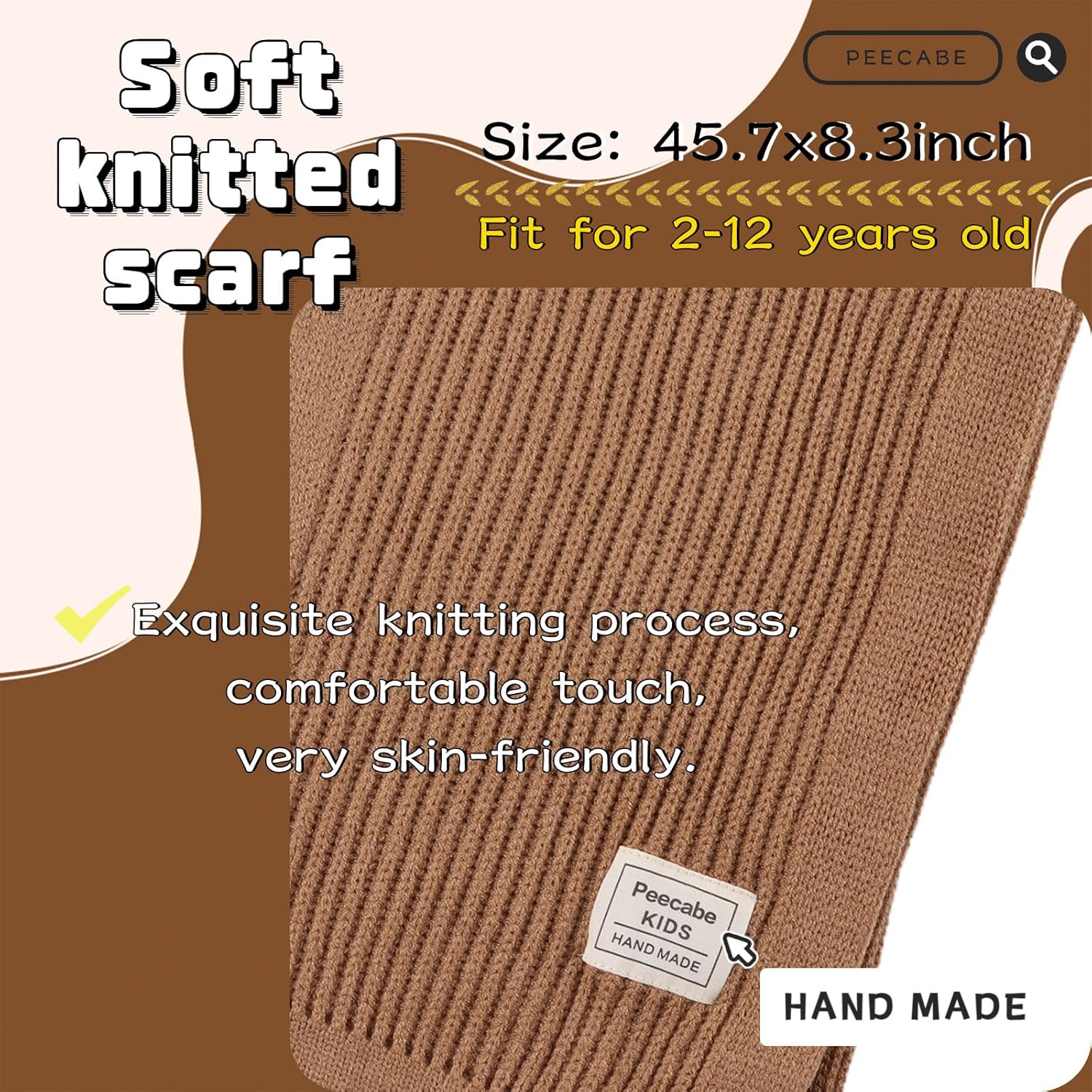 Peecabe Kids Scarf Soft Warm Knit Neck Warmer Winter Classic Scarf for Boys Girls - Image 4