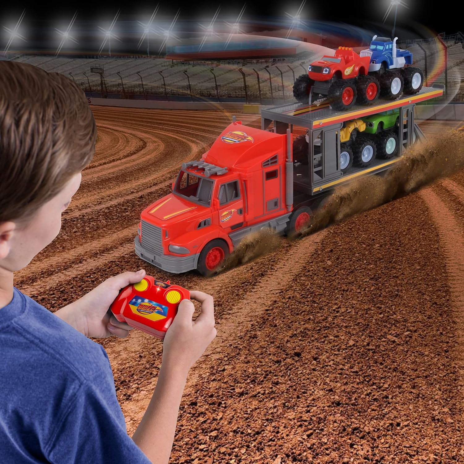 NKOK Blaze and The Monster Machines RC: Transporter with Monster Machines - Nickelodeon, Remote Controlled, 2.4 GHz