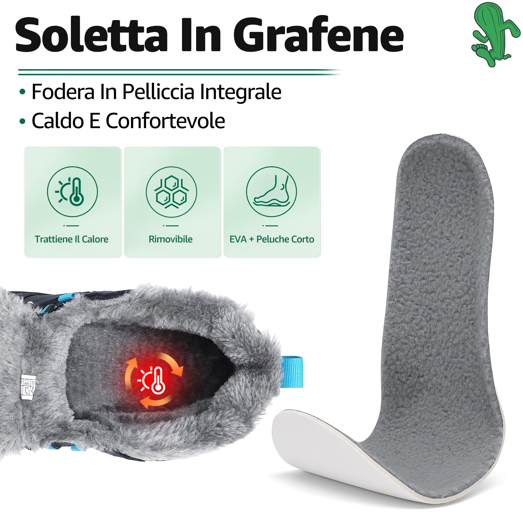 SAGUARO Barefoot Scarpe Invernali Caldo Stivali Neve per Uomo Donna,Gr.36-48