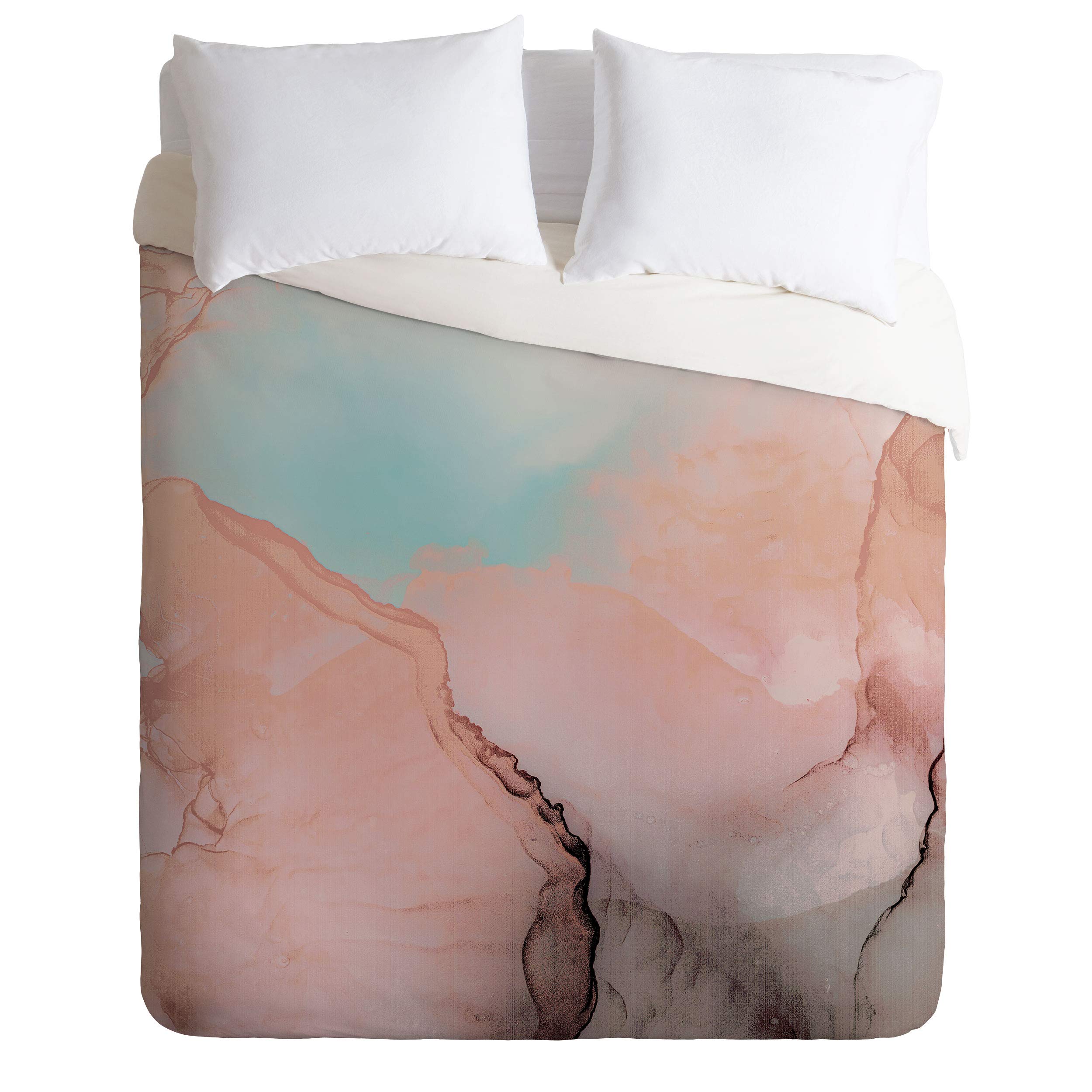 Society6 Monika Strigel Better Together Earth Twin Duvet Cover and Pillow Sham Set, pink
