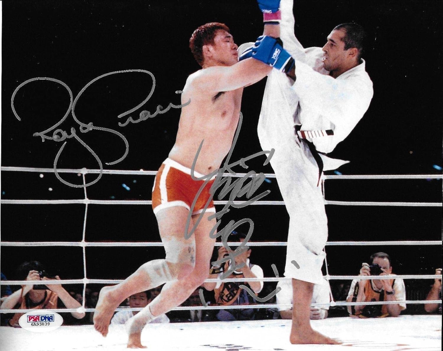 Kazushi Sakuraba Royce Gracie Signed 8x10 Photo COA Pride FC GP 2000