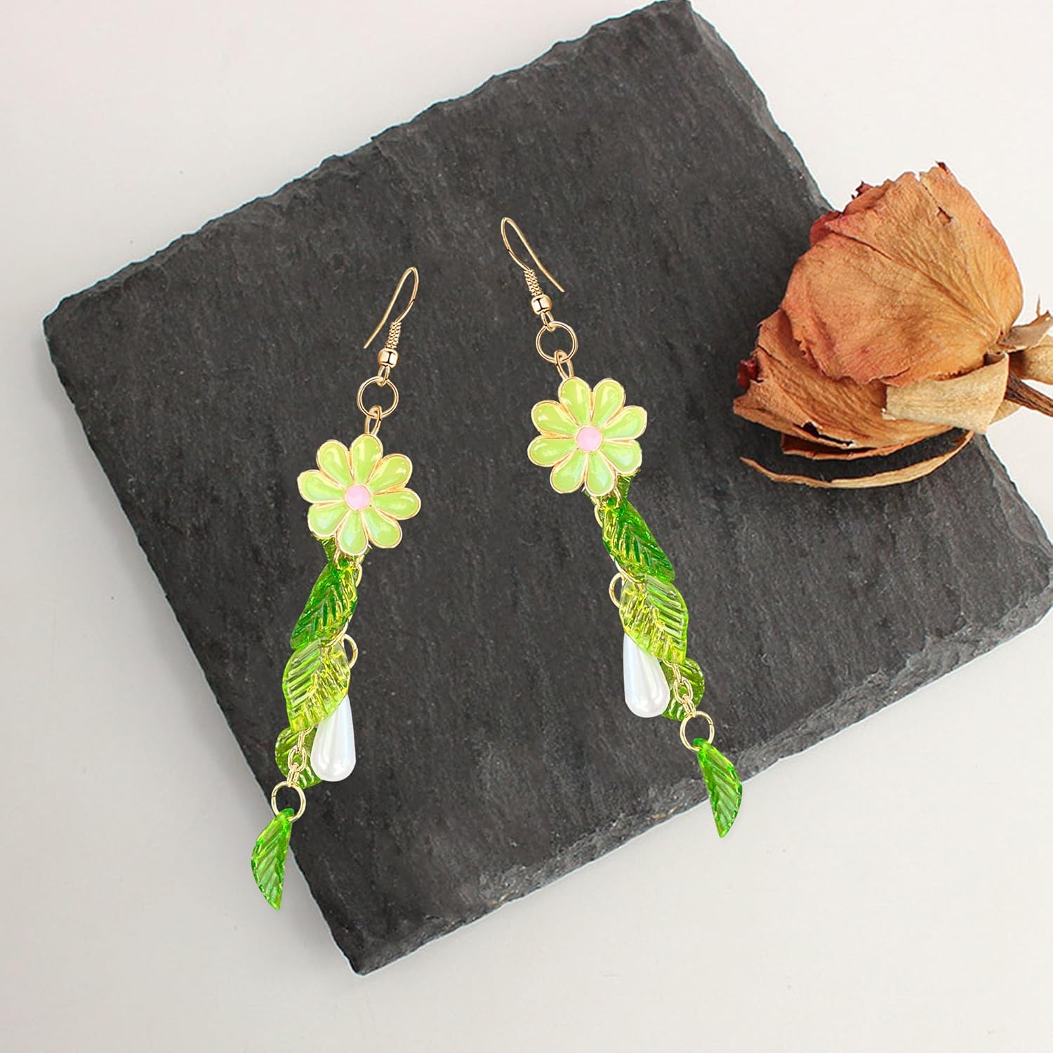 Daisy Flower Tassel Long Earring Flower Drop Dangle Earrings Statement Jewelry Bar Party for Women - Image 6