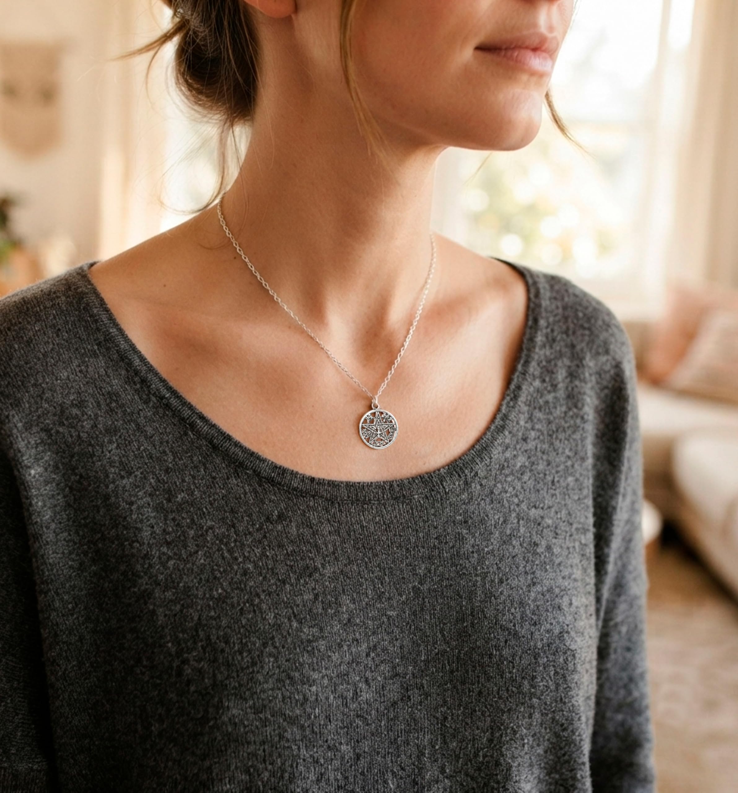 Only faith Collier tétragramme en argent sterling 925 avec chaîne italienne