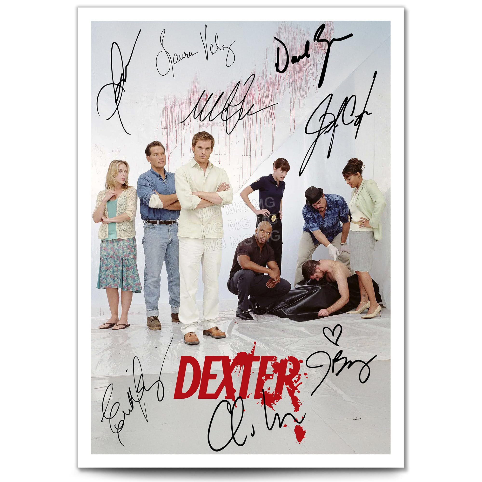 Mounted Gifts Trading A3 Poster Only Dexter Cast Signed A4 Poster Photo Print Framed Autograph Gift Tv Show Michael C. Hall, Jennifer Carpenter (A3 Poster Only)