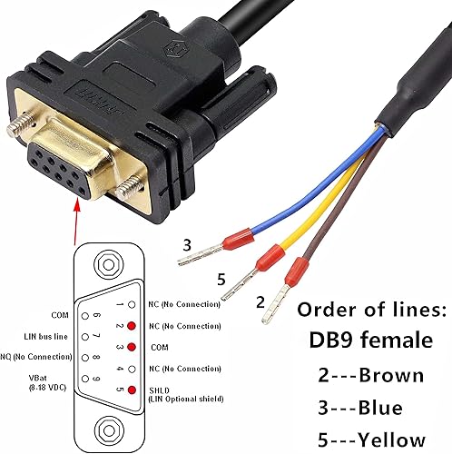 Miniatura 8 de XMSJSIY DB9 Conector RS232 Cable de puerto serie DB9 Adaptadores sin soldadura Cable de repuesto de 9 pines COM Puerto Breakout Pedido 235 (macho)