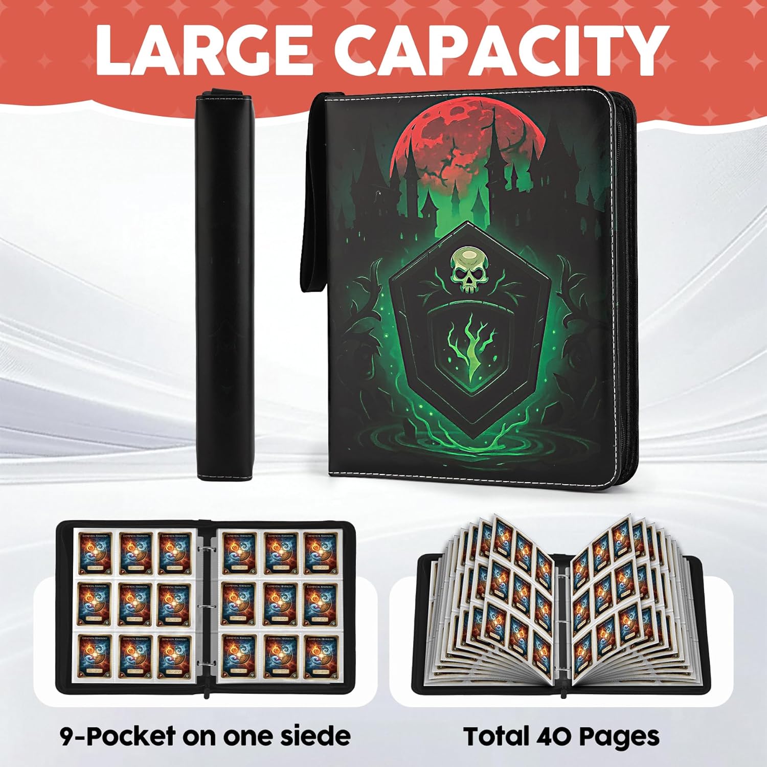 9 Pocket Card Binder for MTG/YGO/PTCG/Game Cards,Holds 720 Cards,Premium Card Collector Book for TCG Players,Toys Gifts for Kids-Green