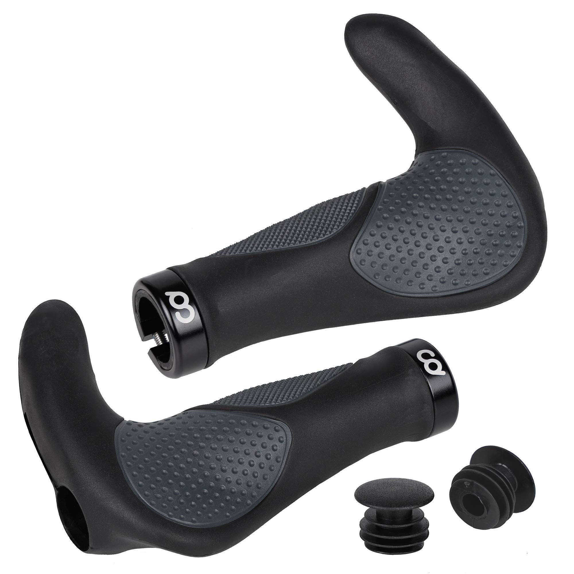 Mountain Bike Bicycle Handlebar Grips - with Specialized Ergonomic & Anti-Slip Design for MTB & Hybrid Bikes - 1 Pair of Soft Gel Grips