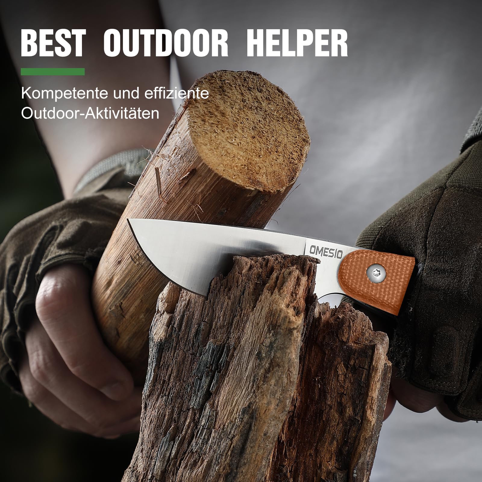 Omesio Petit Couteau Ceinture 14C28N Full Tang Micarta Kydex | Manche Micarta robuste, étui Kydex inclus. Idéal survie, randonnée, camping, cadeau homme.