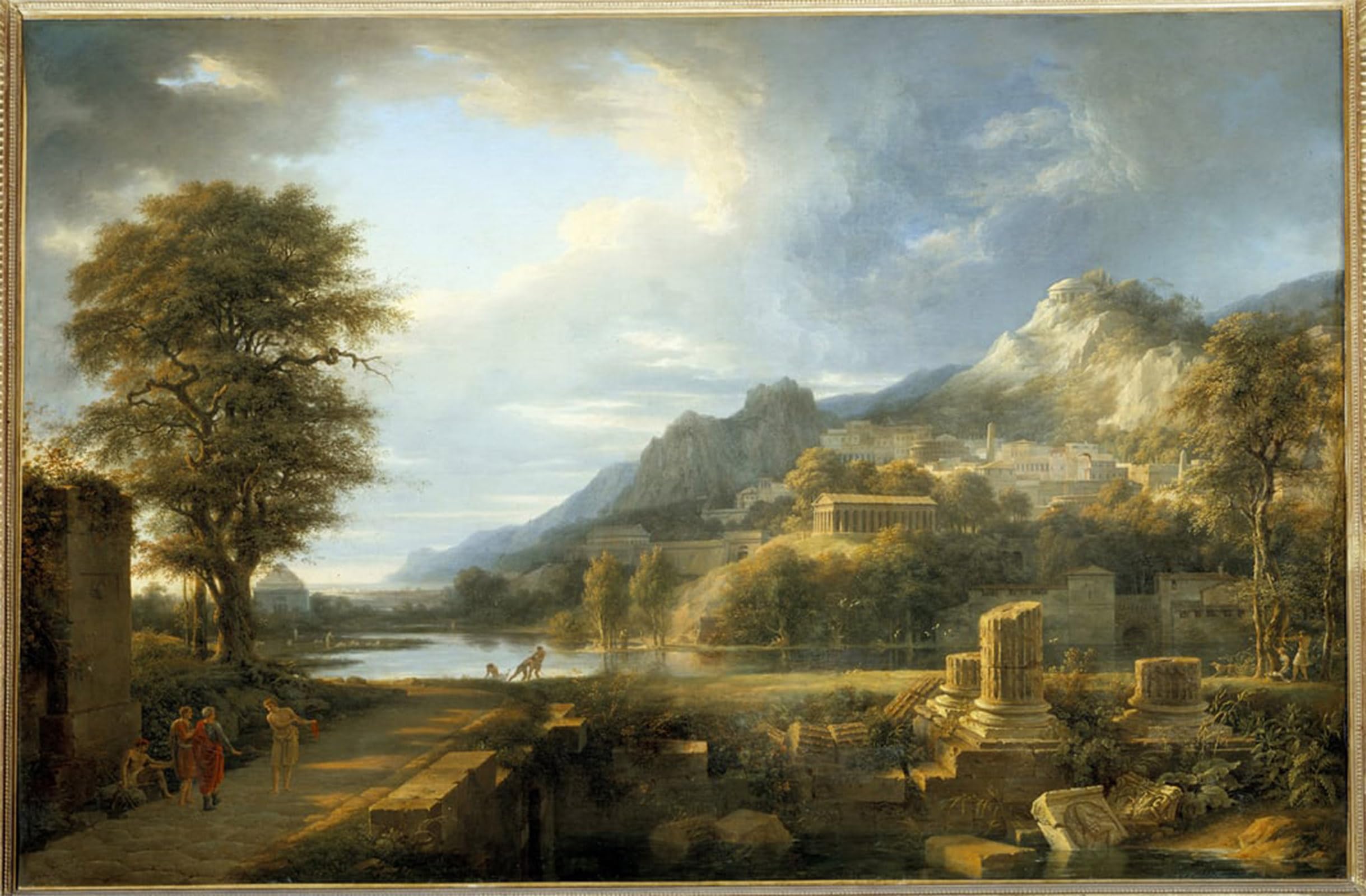 POSTERIIk Famous Modern Artwork Art Mural the Ancient Town of Agrigento in Sicily by Pierre Henri De Valenciennes Oil Paintings Pictures for Home Decor 60x90cm