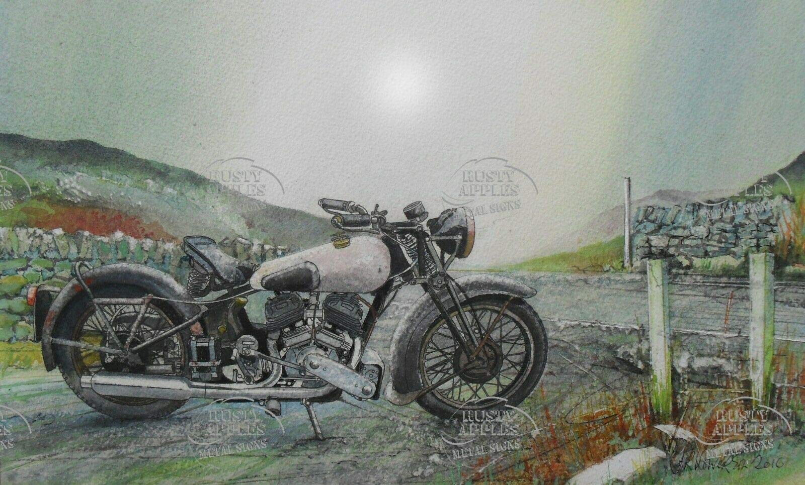 The Rusty Apples Metal Sign Co 1937 Brough Superior Great British Motorcycle Metal Sign 3 Sizes To Choose