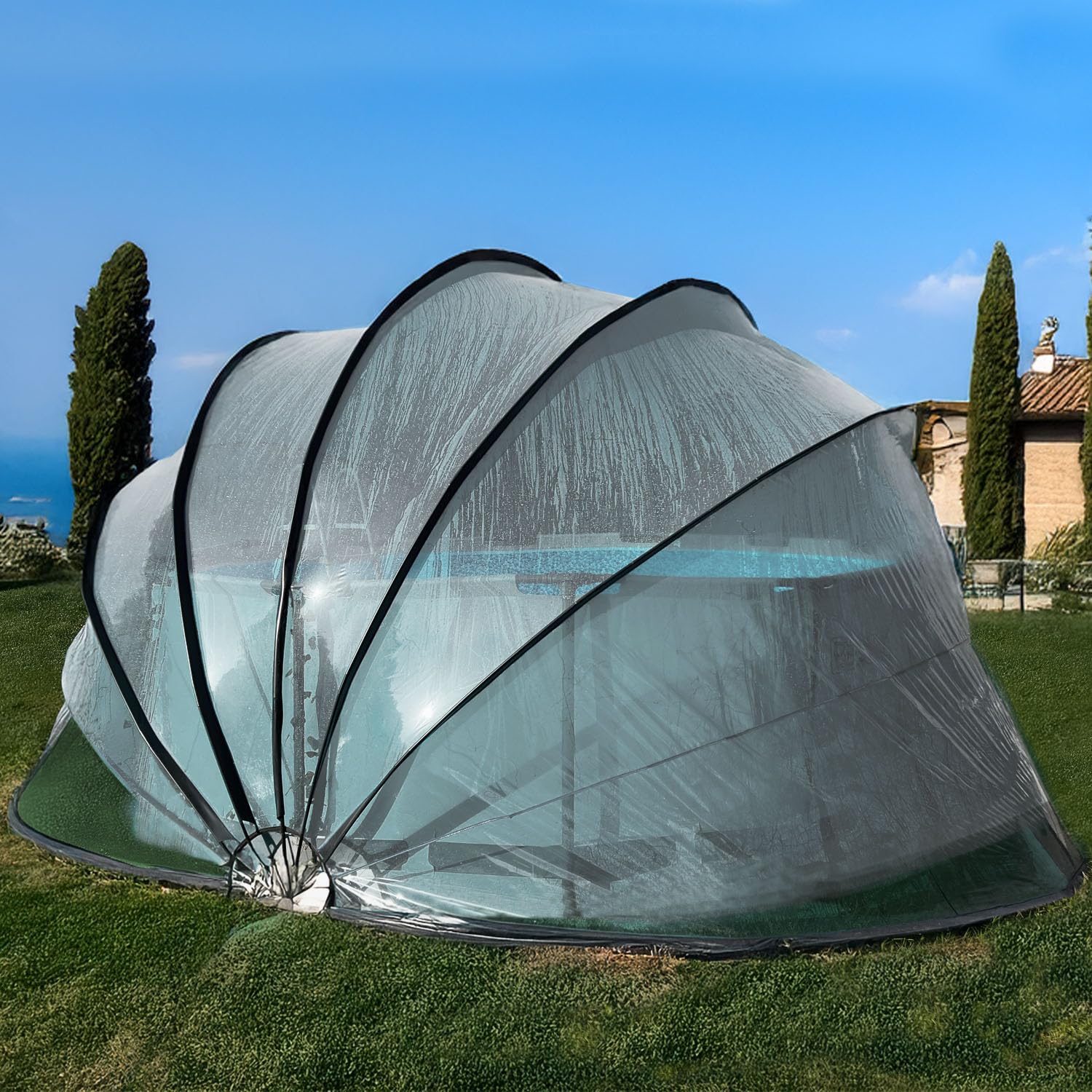 Miganeo Deluxe Cabrio Dome für Pools bis 366x132 cm | 240 cm hoch | extra Dickes Material