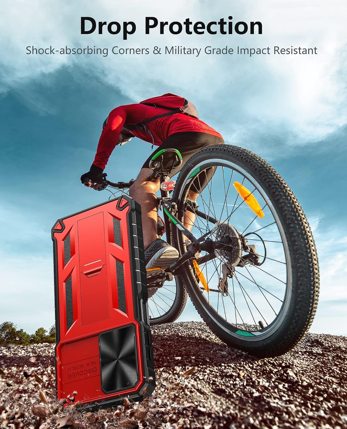 FNTCASE for Samsung Galaxy A23 Case: Shockproof Rugged Protective Phone Case with Kickstand & Slide | Military Grade Drop Heavy Duty Protection Sturdy Cell Phone Cover with Textured Tough Bumper - Red